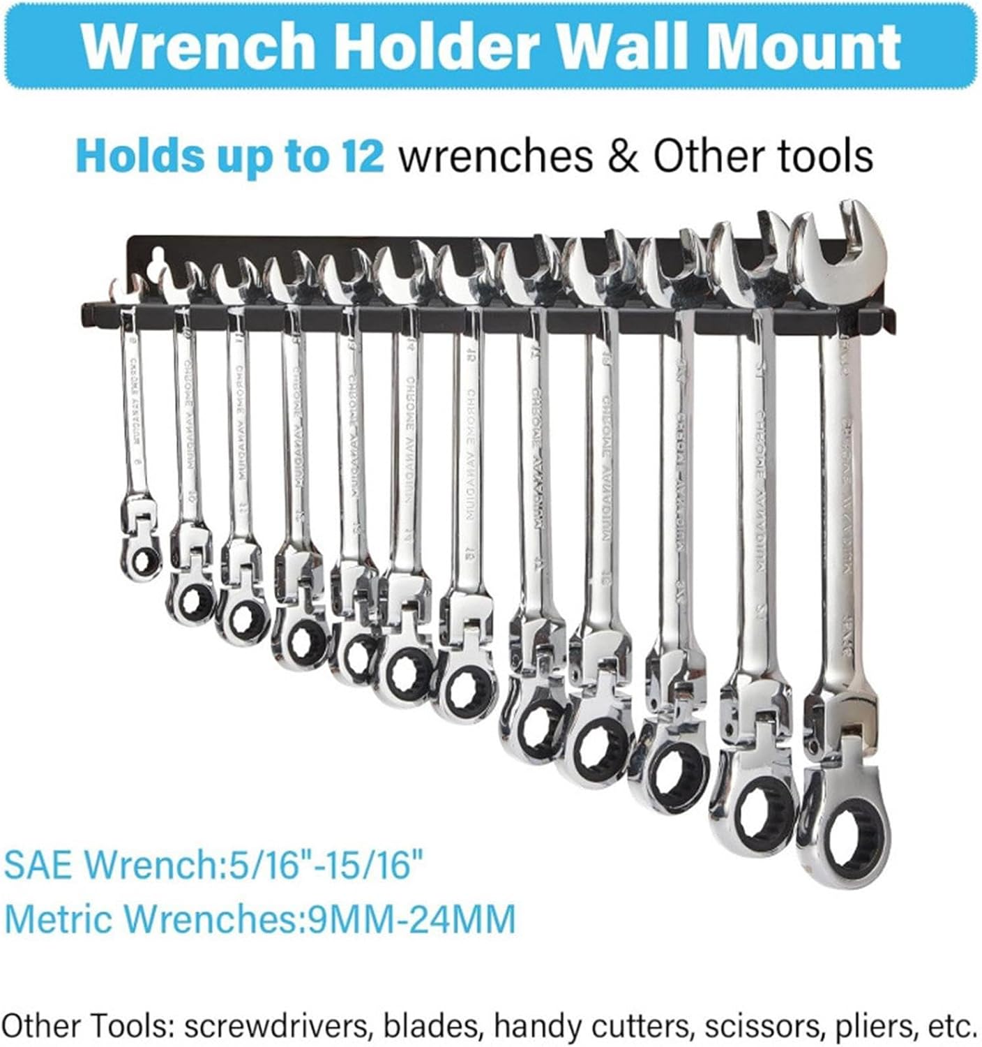  Support Pour Clés - Stockage Mural À Outils 12 Emplacements,Organiseur D'angle à Suspendre Pour Outils | Pour Tournevis Hexagonaux Cliquet Cutter Ciseaux Maison Garage Atelier Espace Travail Coin