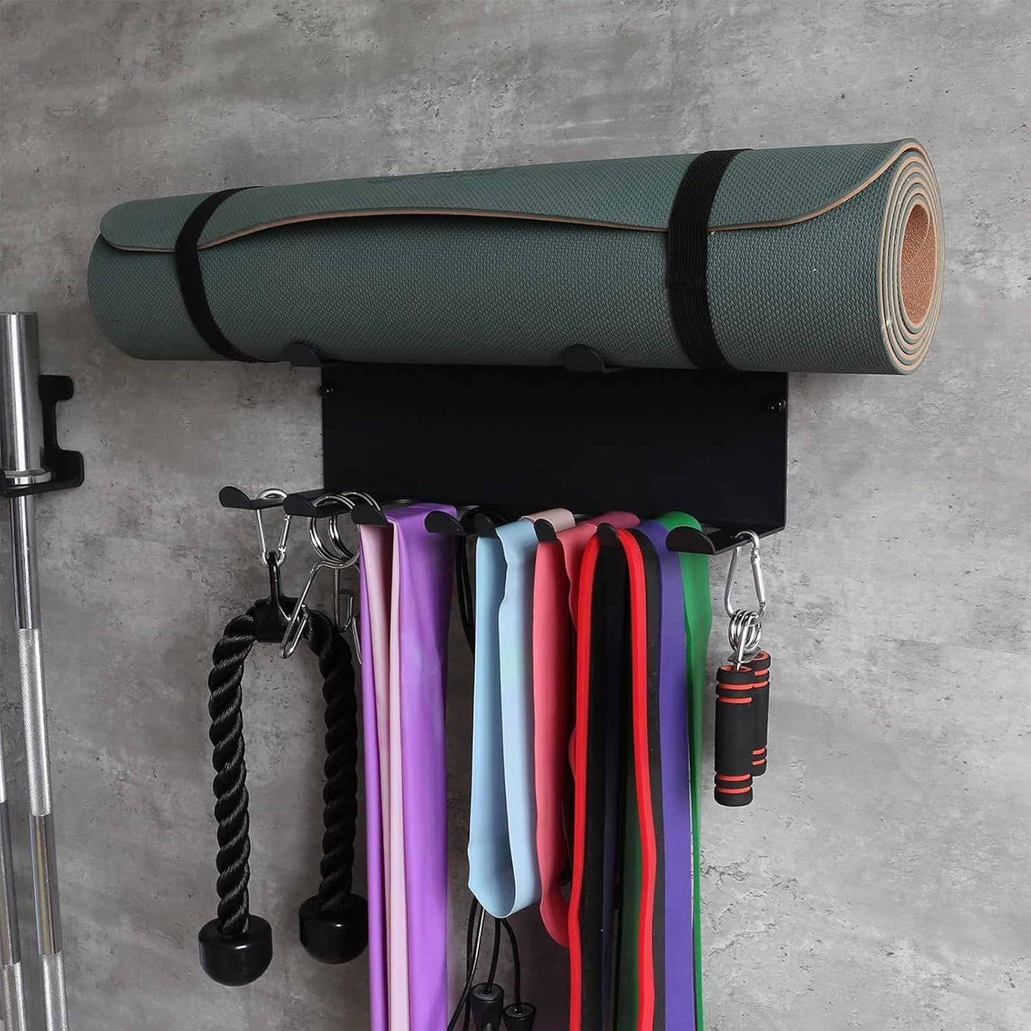  Rangement Mural De Salle De Sport, Organiseur D'équipement, étagère Montée Robuste De 11,4 Cm, Design Peu Encombrant, Système De Suspension Polyvalent Pour Entraînement à La Maison, Yoga, Entraînement