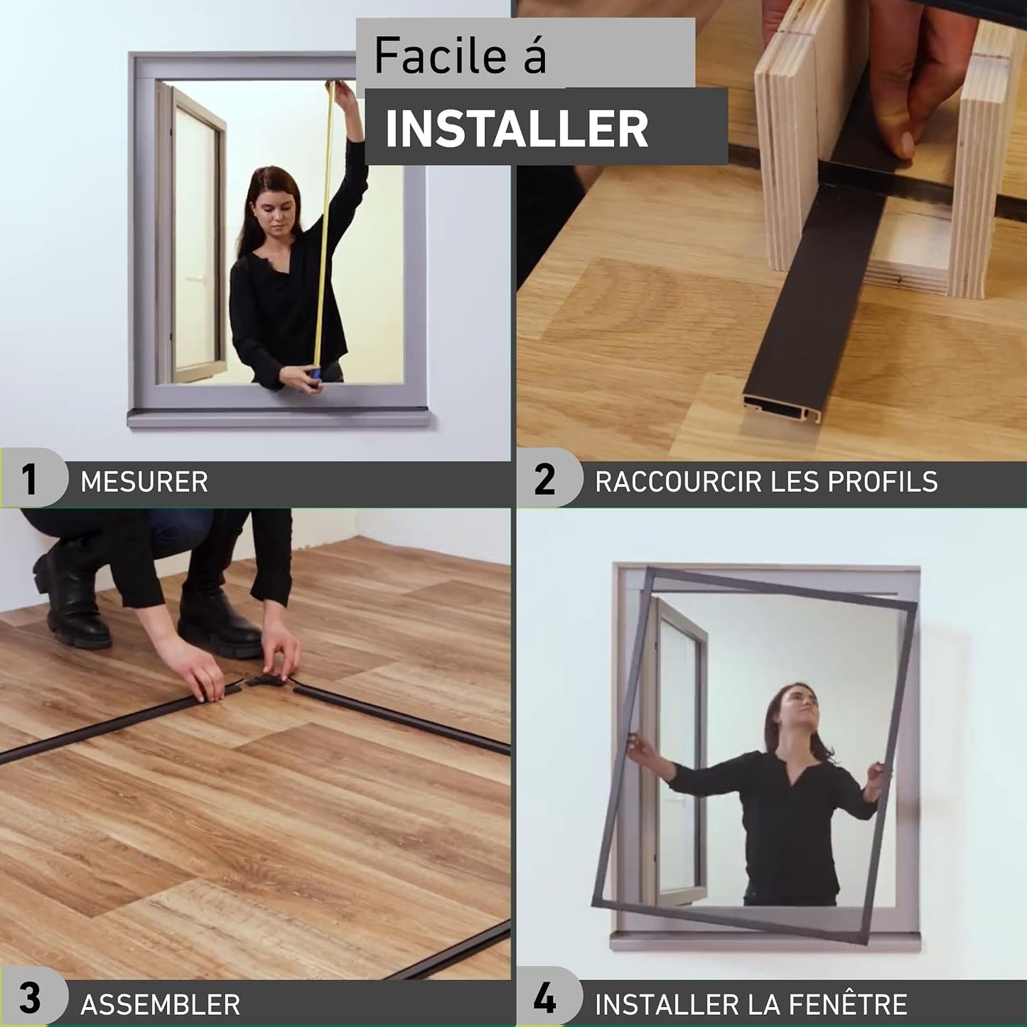  Windhager Moustiquaire Cadre Flexi Fit Pour Fenetres, Fenêtres Télescopiques Sans Scies, 130 X 150 Cm, Anthracite