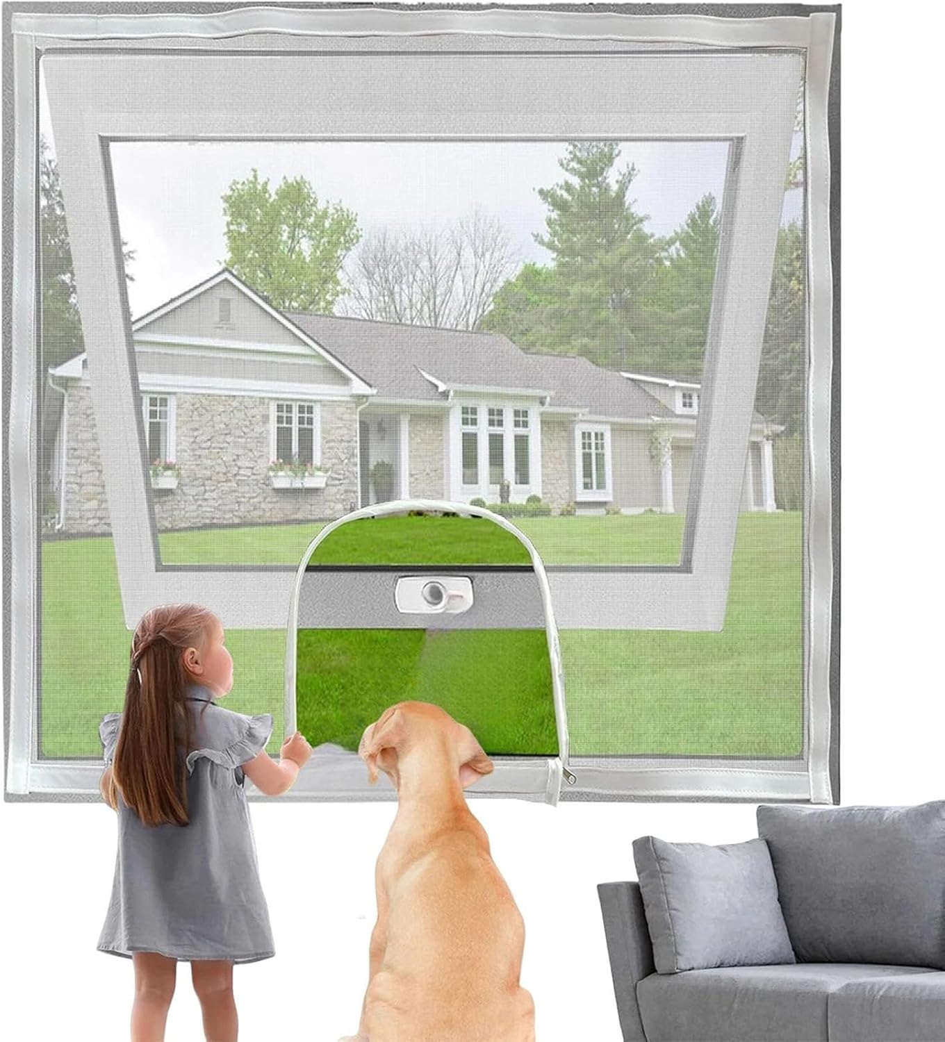 Filet De Ventilation Personnalisable Pour Fenêtre Facile à Installer Avec Fermetures éclair - Design D'ouverture En Fibre De Verre - Filet De Ventilation - Outil D'installation Pour La Maison - Blanc
