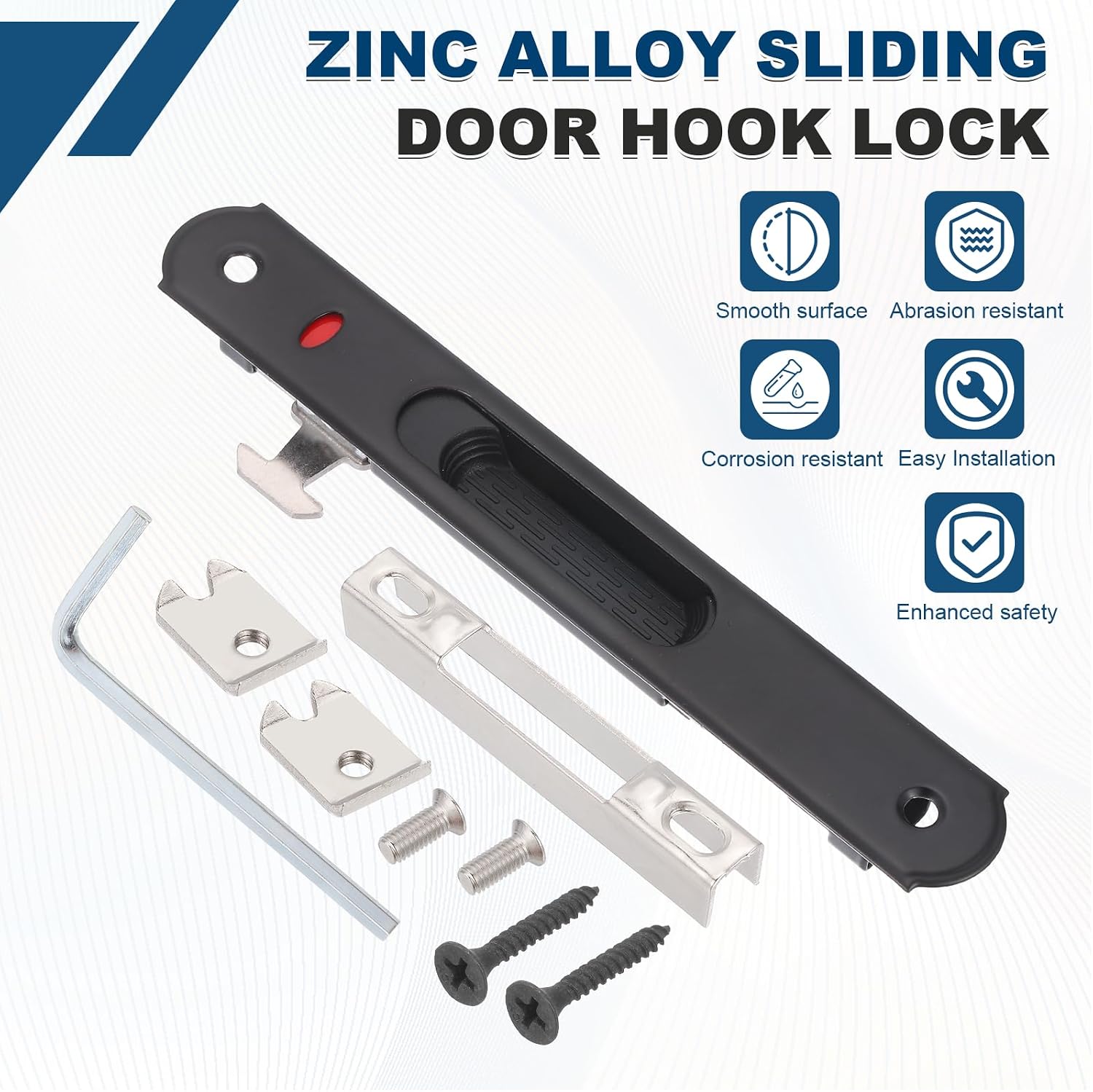  PATIKIL Verrou De Porte Coulissante Simple Face (16,8 Cm, Noir), Serrure De Porte Coulissante En Verre, Convient Pour Cuisine/salle De Bain/balcon Portes Fenêtres En Aluminium