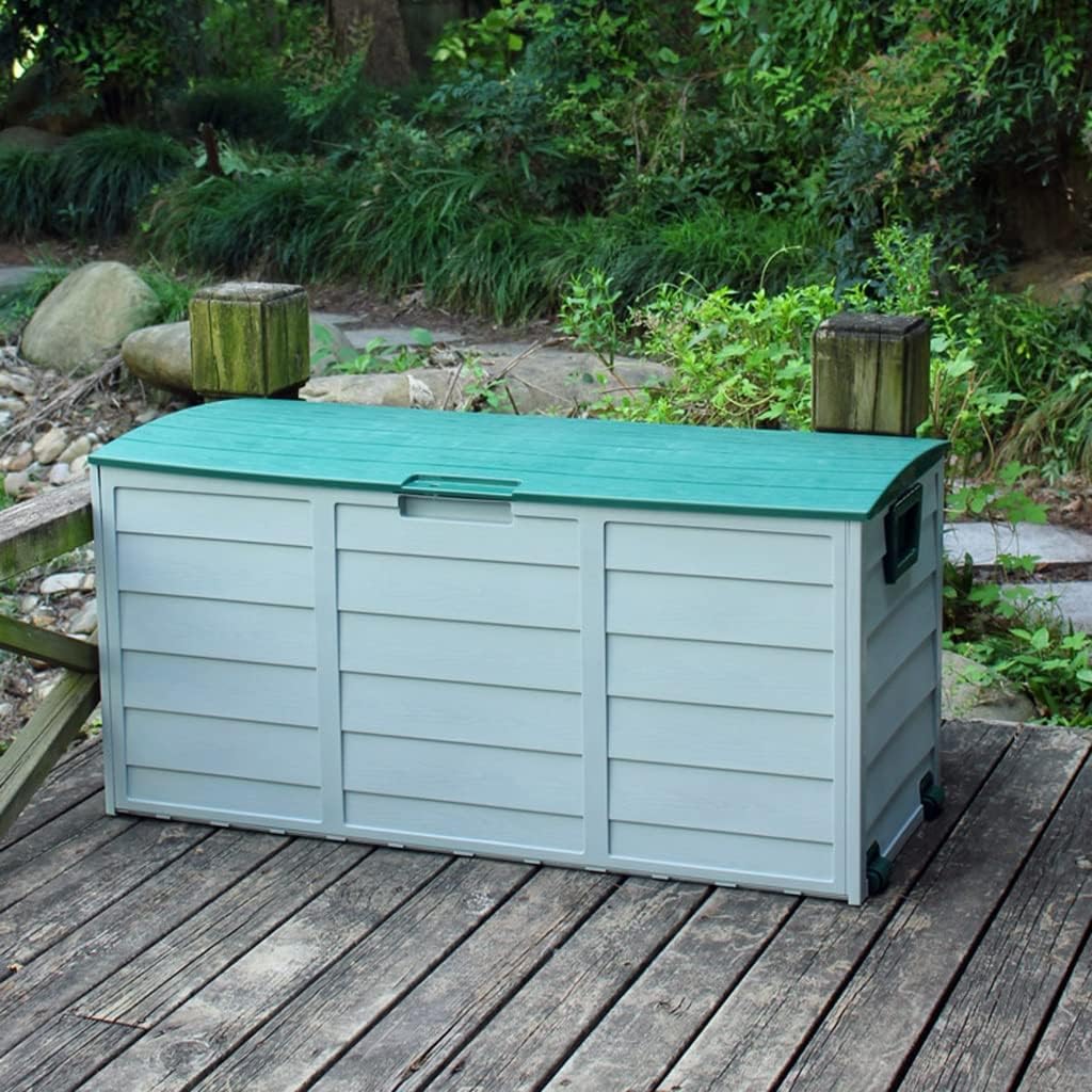  Grande Boîte De Pont En Plastique Avec Couvercle Rabattable, Boîte De Rangement Extérieure Étanche À La Poussière Et Résistante Aux UV, Jouets De Piscine, Outils De Jardin ( Couleur : Gray+brown )