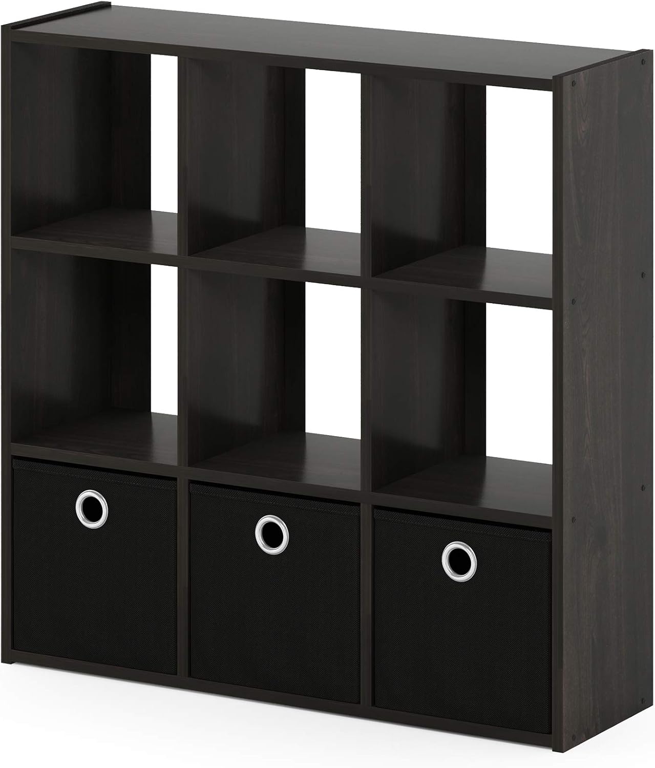  Furinno 13207EX/BK Simplistic Organisateur à 9 Cubes Avec Bacs, Expresso / Noir