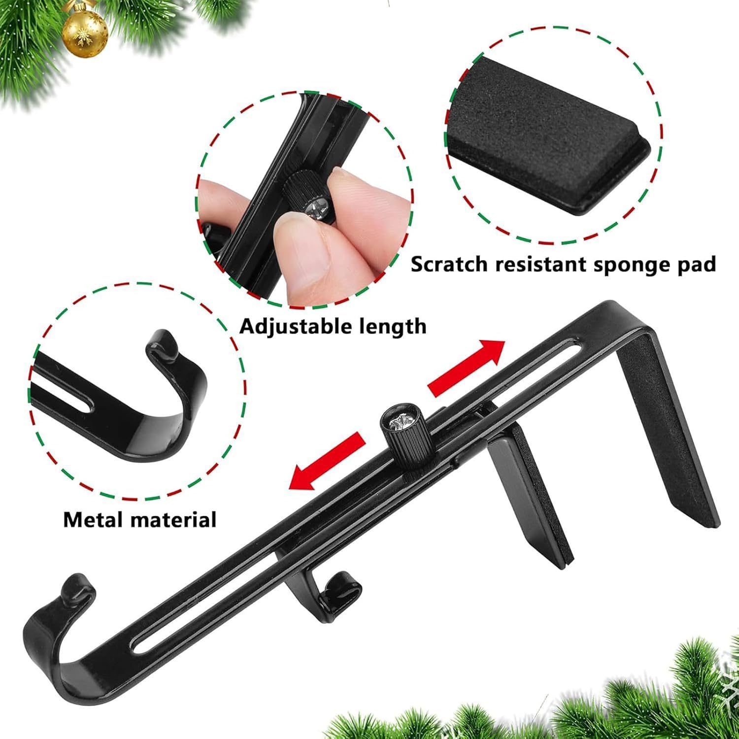 GENERIC Cintre Réglable Pour Guirlande, Guirlande Et Chaussette – Crochet De Décoration Réglable Pour Arbre Fenêtre Clôture, Balcon, Terrasse, Appartement, Cheminée De Noël