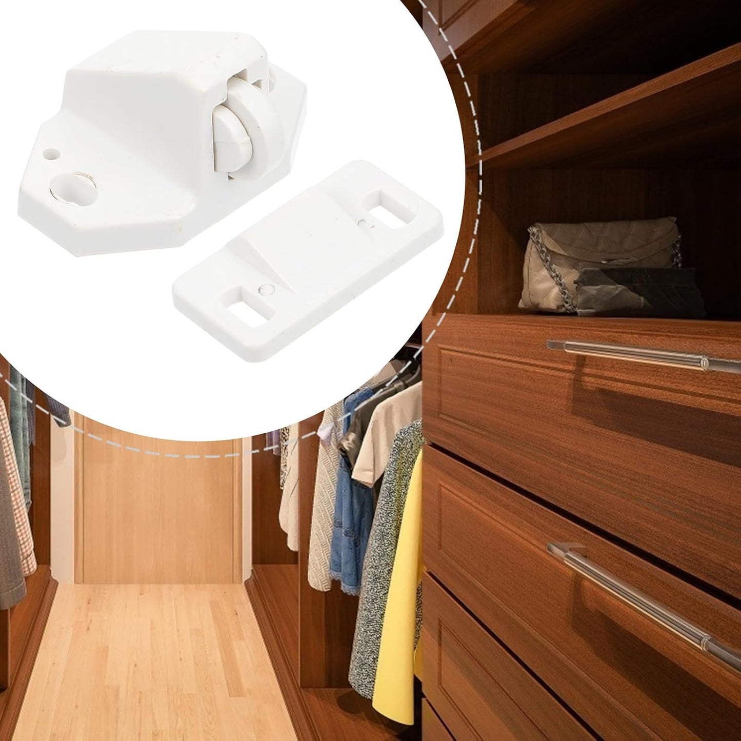  Artibetter 10ensembles Lot Loqueteaux Plastique Pour Portes Serrure à Billes Et Facile à Installer Adapté Aux Portes Armoire Et Placard