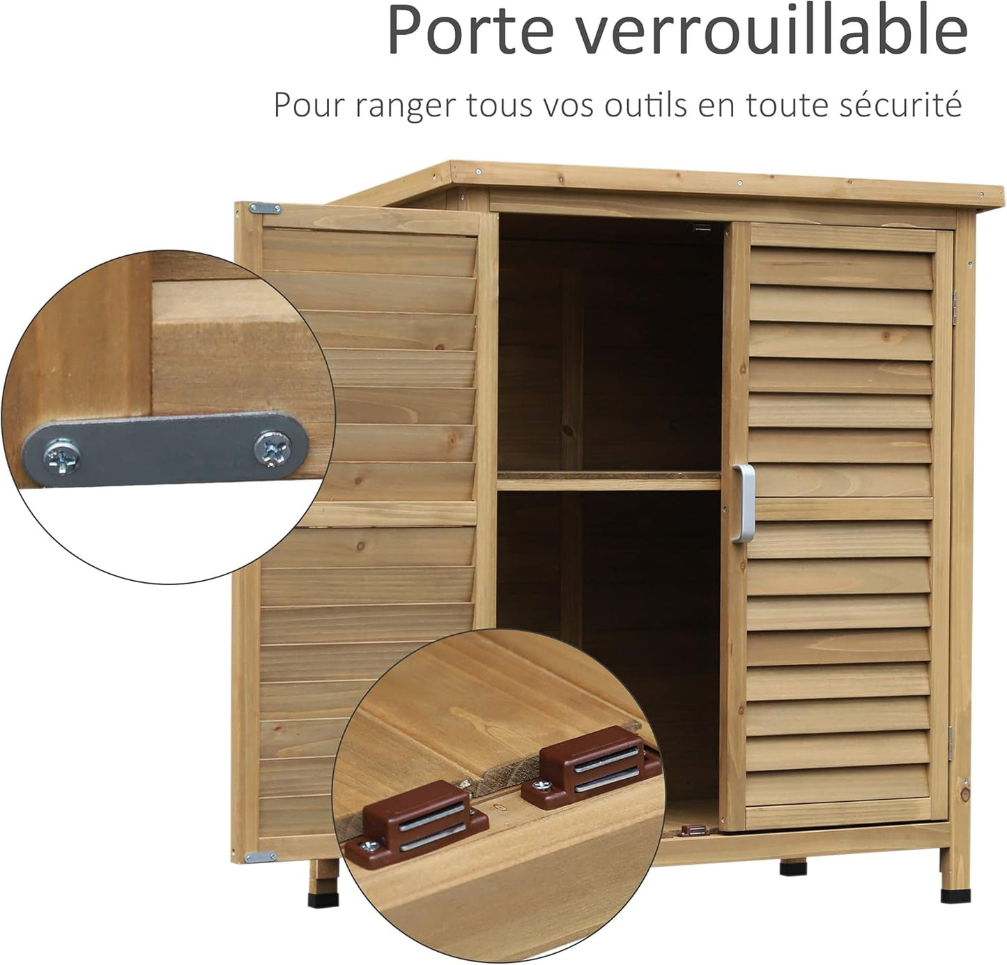  Outsunny Armoire De Jardin Abri Jardin Remise Pour Outils Sur Pied Dim. 87L X 46,5l X 96,5H Cm étagère Portes Persiennes Toit Bitumé Jaune