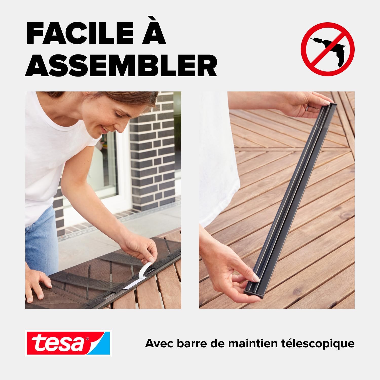  Tesa INSECT STOP Aluminum Lamella Curtain Premium - Moustiquaire Télescopique - Pour Portes De Balcon Et De Patio - Installation Facile Sans Perçage - 95 X 220 Cm - Anthracite (Transparent)