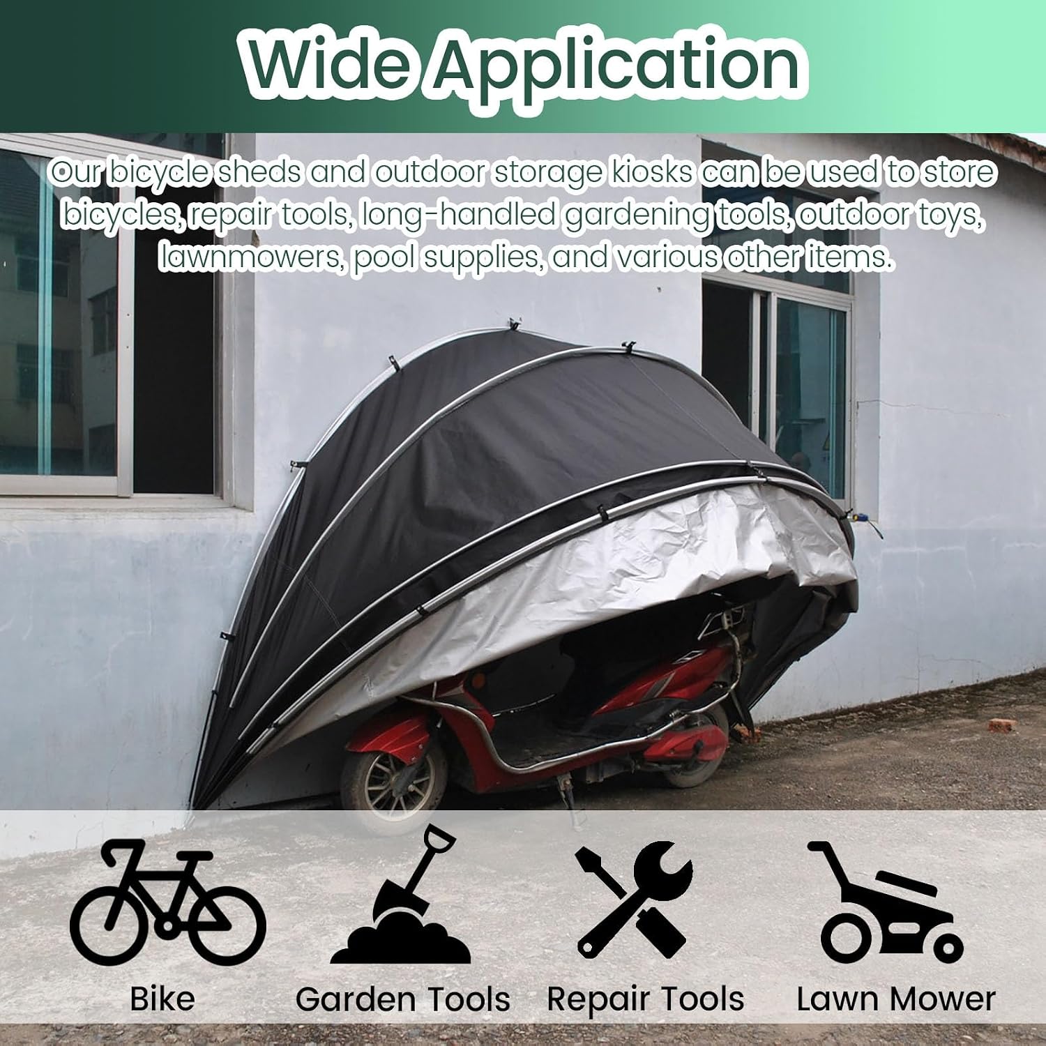 GENERIC Abri à Vélos Imperméable Pour 2 à 3 Vélos, Abri De Rangement Extérieur Portable, Grand Abri Pour Motos, Idéal Pour Les Outils De Jardin Et La Tondeuse à Gazon (Gris Clair)