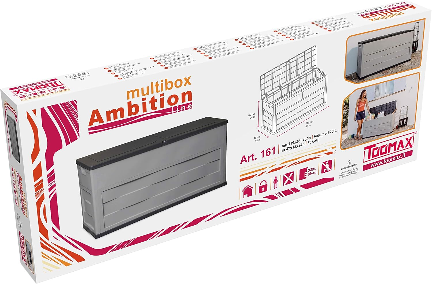  Toomax ART161 Multibox Ambition Line Polypropylène Gris/Noir 320 L