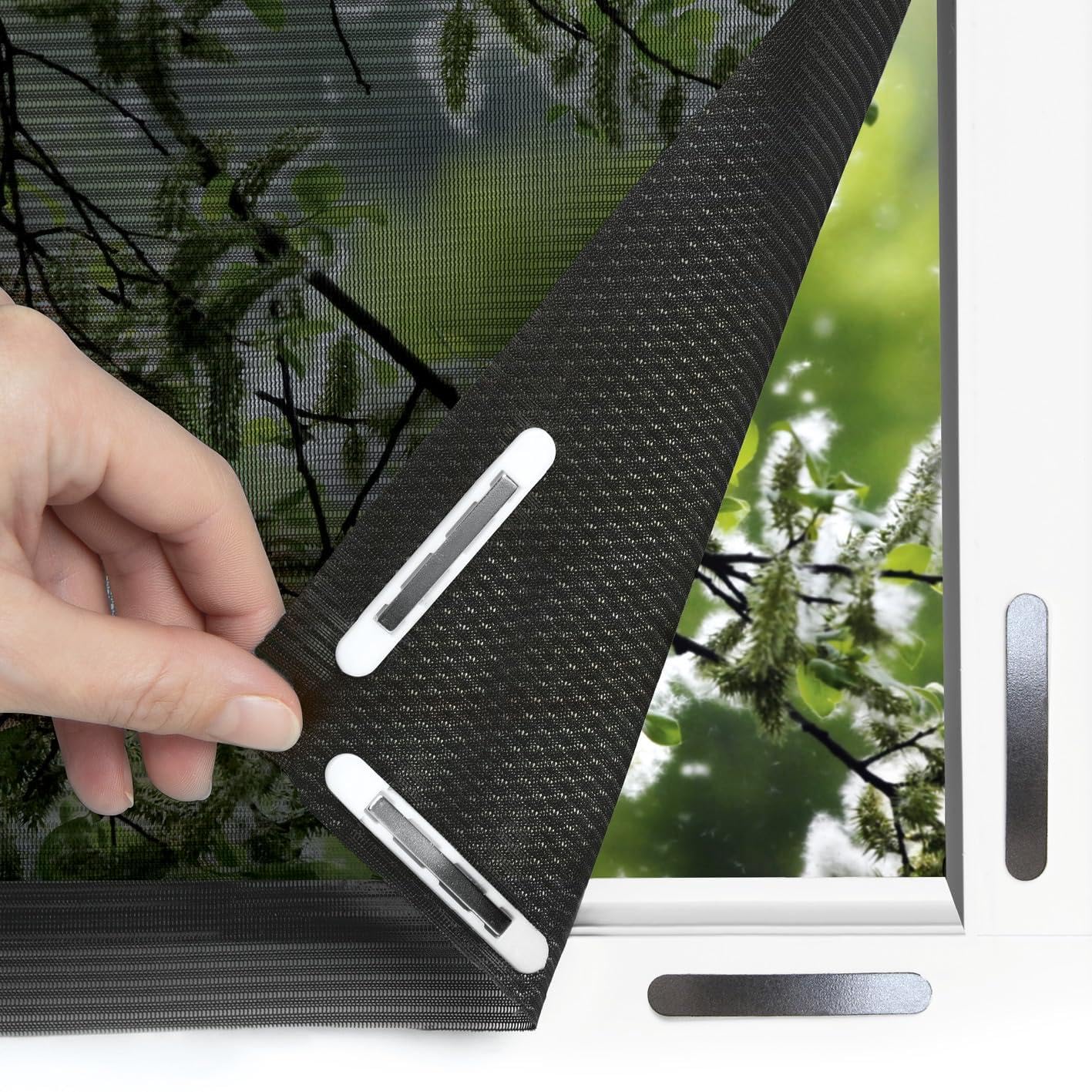  EASYmaxx Moustiquaire Pour Fenêtre Avec Bande Auto-agrippante | Découpable Jusqu’à 130 X 150 Cm | Montage Facile – Sans Percer Ni Visser | Filet Anti-insectes Autocollant - 1 Pièce [Noir]