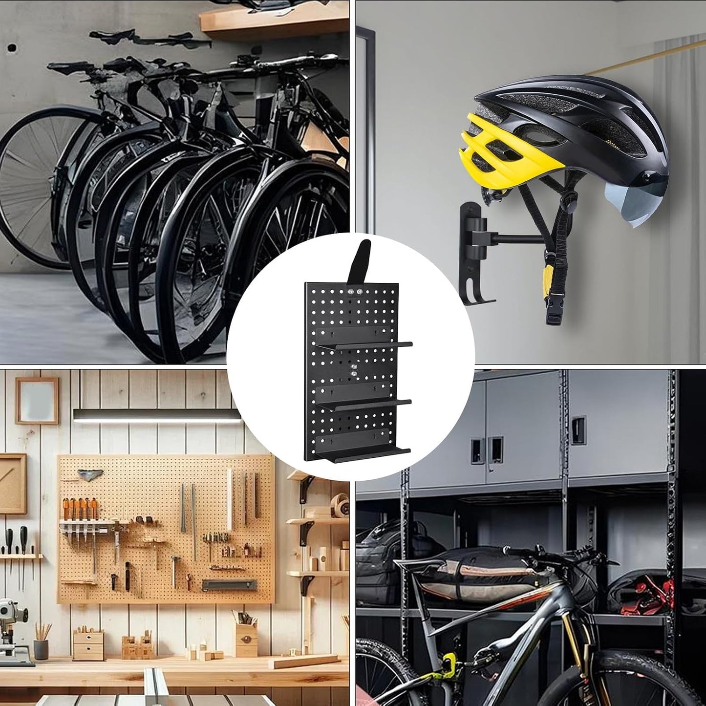  Organiseur De Panneau Perforé | Extension En D'aluminium Pour Vélo | Support Mural Pour Casque – Pour Mur, Garage, Artisanat, Bureau, Atelier