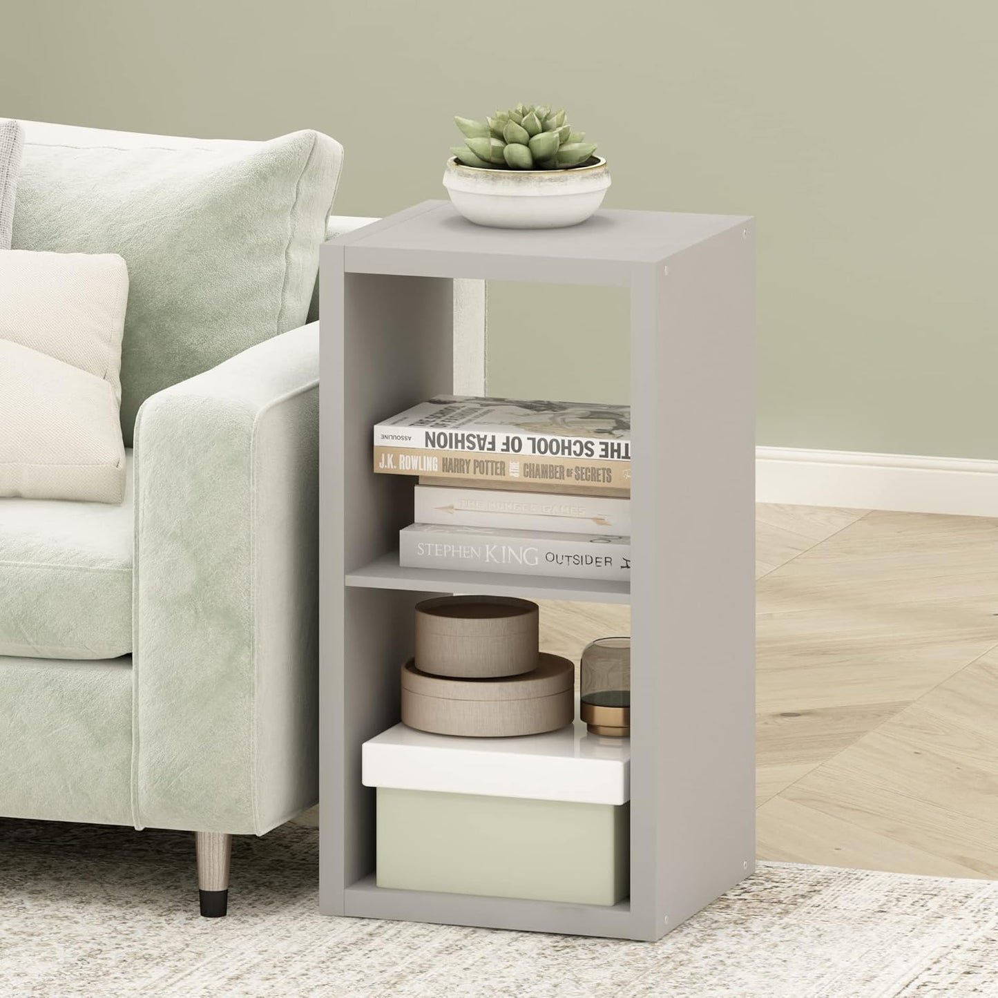  Furinno Cabine De Rangement Décorative à Dos Ouvert à 2 Cubes, Gris Clair