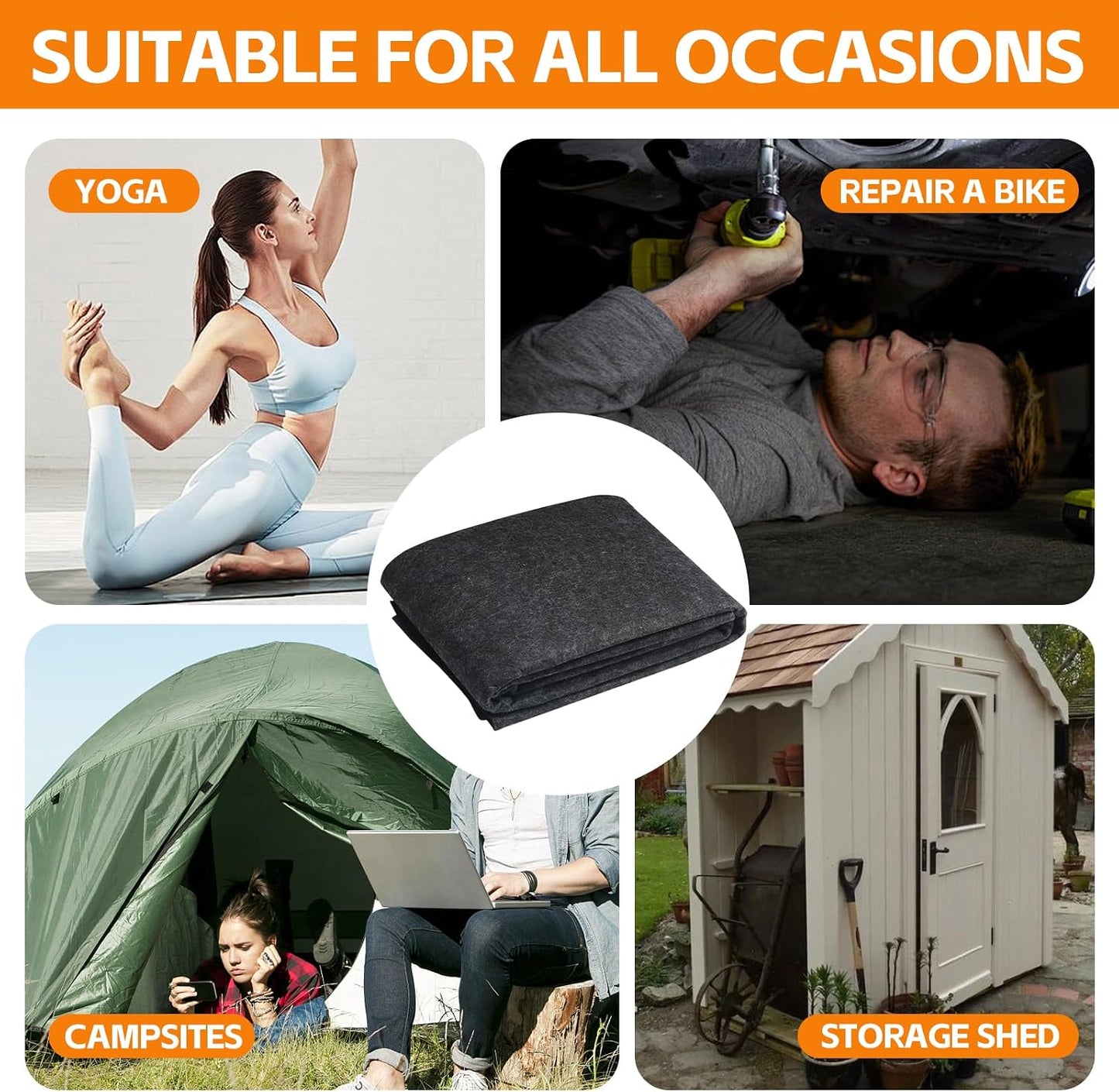 Tapis De Sol Pour Abri De Jardin En Feutre Noir, Imperméable, Résistant à La Poussière, Lavable, épais Et Doux, Antidérapant, Protège Le Sol Des Abris De L'usure, Du Liquide, De La Poussière, De