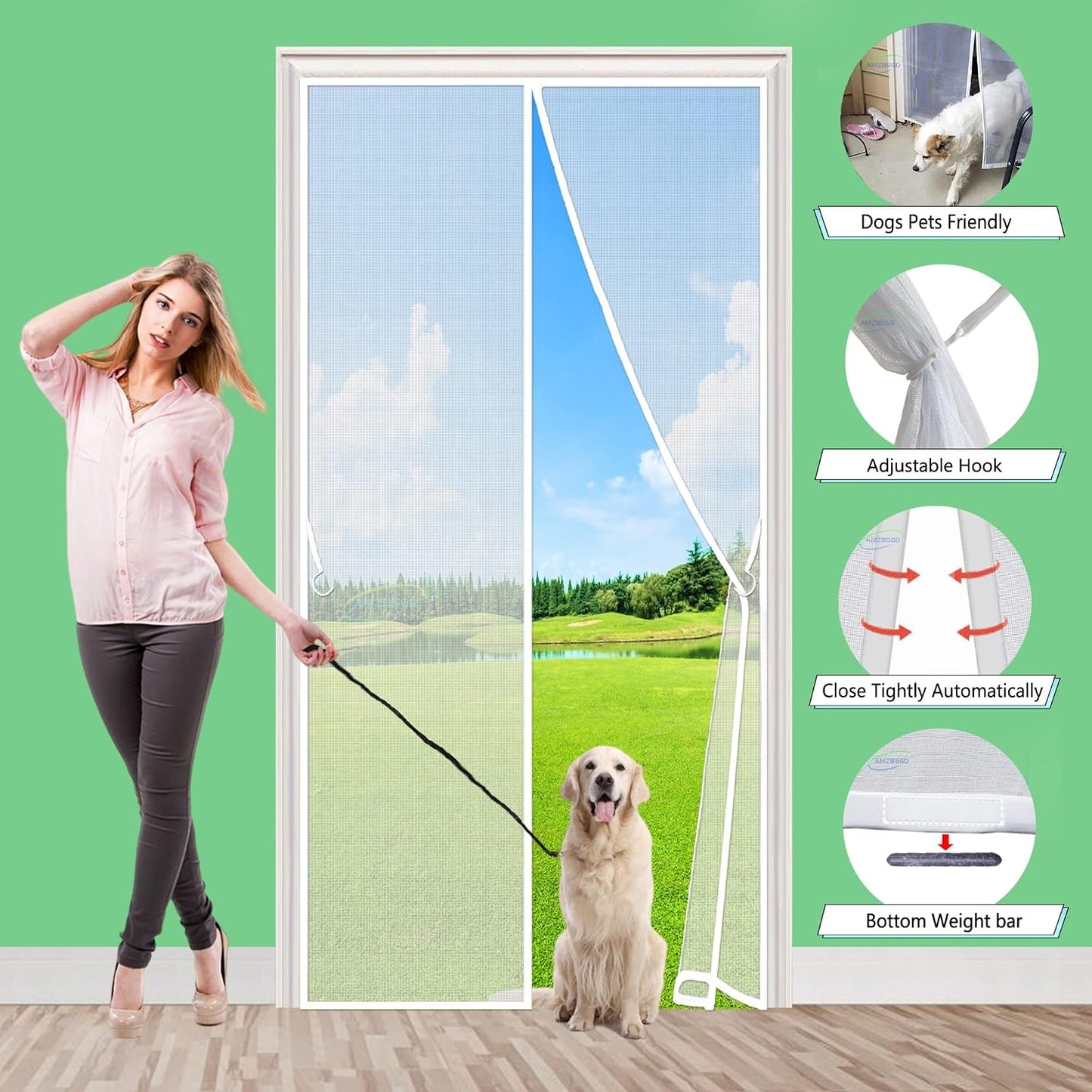  Mosquito Net Door, 240 X 200 Cm, Magnetic Mosquito Net For Sliding Doors, Magnetic Scratch, Customizable, White