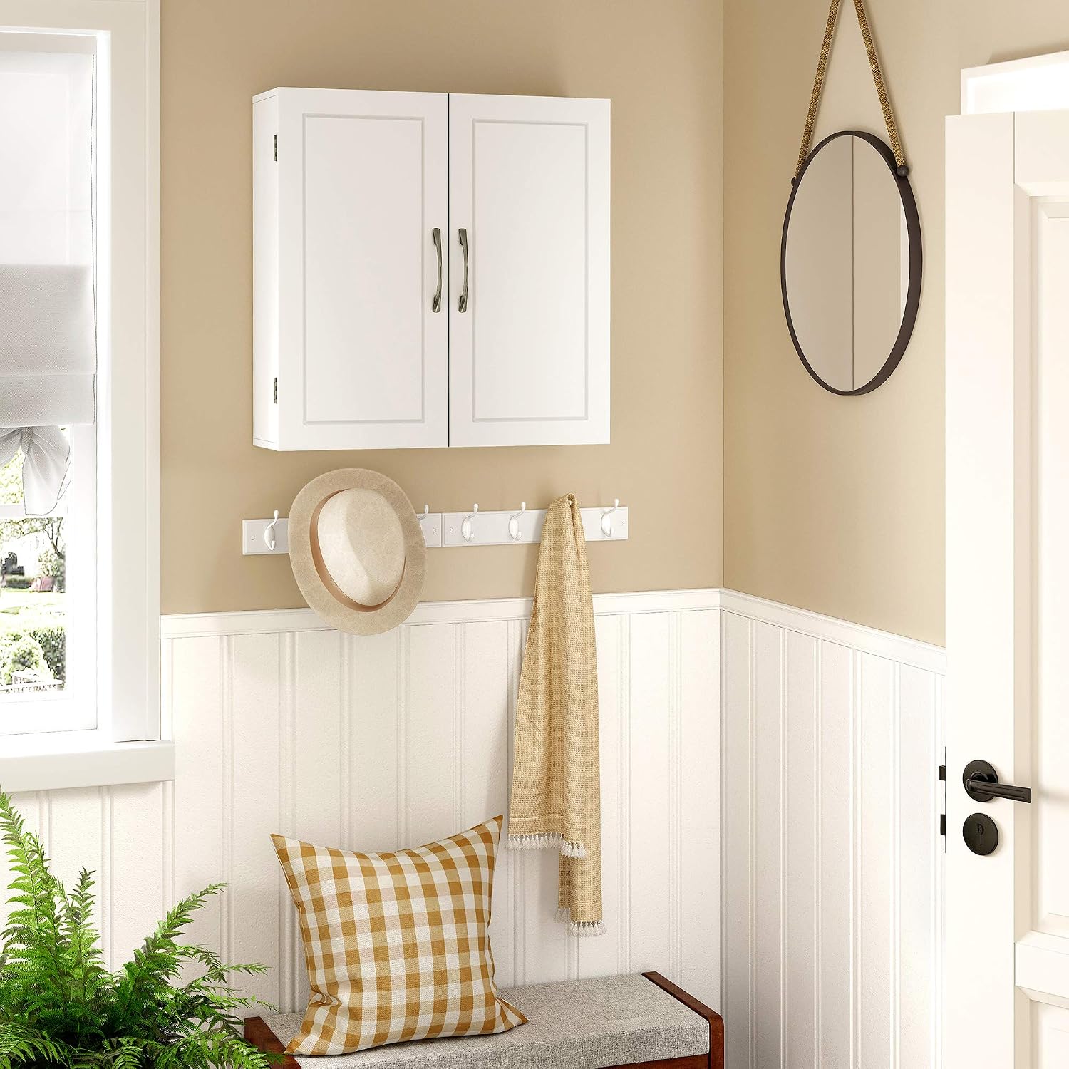  VASAGLE Armoire Murale Pour Salle De Bain, Placard De Rangement Mural Pour Salle De Bain, 18 X 60 X 60 Cm, Armoire à Pharmacie Avec Étagères Réglables, Blanc Nuage BBC320W01