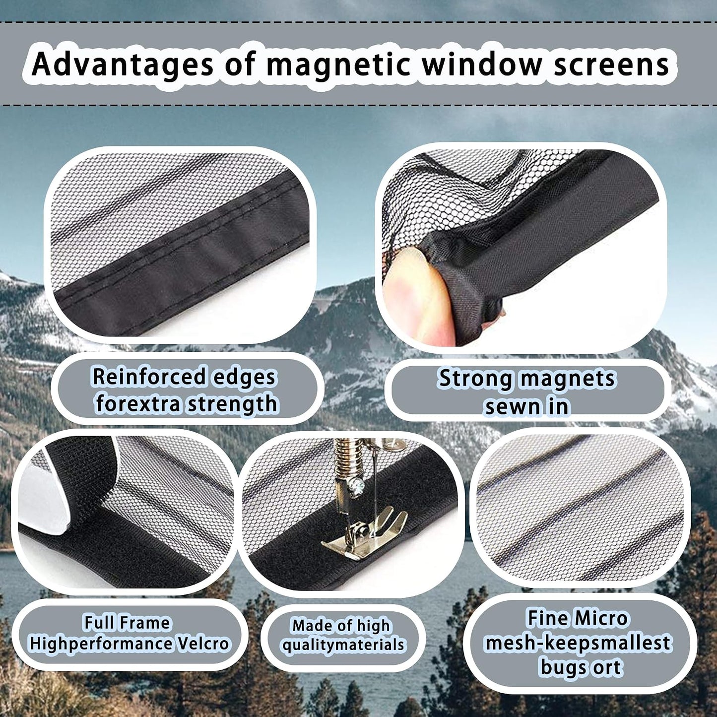  Moustiquaire Porte Fenetre 93 X 117 Cm Moustiquaire Magnétique Arrêter Autres Insectes Bestioles Pour Couloirs, Salon Cuisine Baie Vitree, Noir