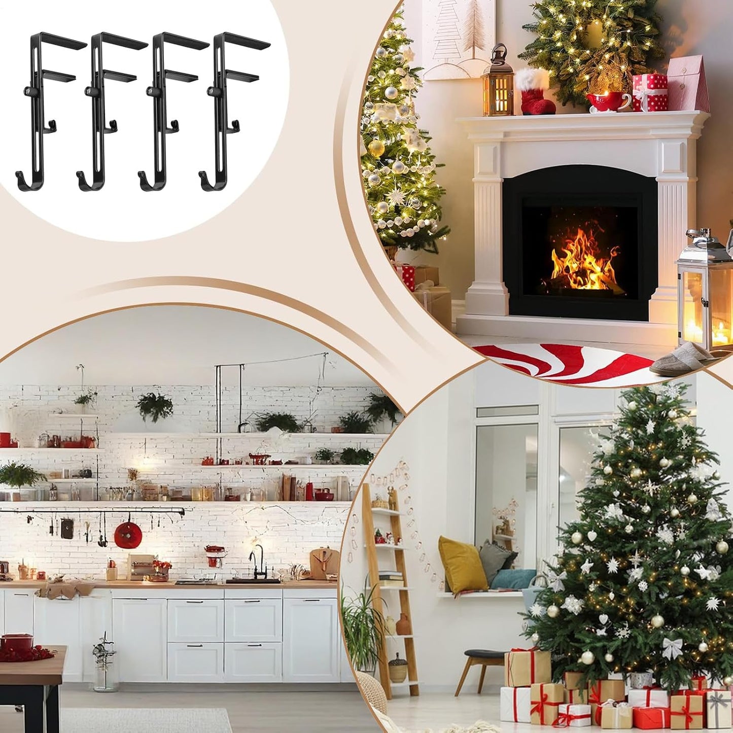 GENERIC Cintre Réglable Pour Guirlande, Guirlande Et Chaussette – Crochet De Décoration Réglable Pour Arbre Fenêtre Clôture, Balcon, Terrasse, Appartement, Cheminée De Noël