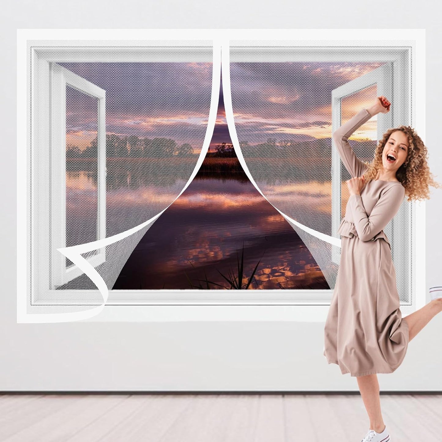  Mosquito Net Door Window 93 X 123 Cm Magnetic Mosquito Net Without Drilling Easy To Install For Home Windows, White