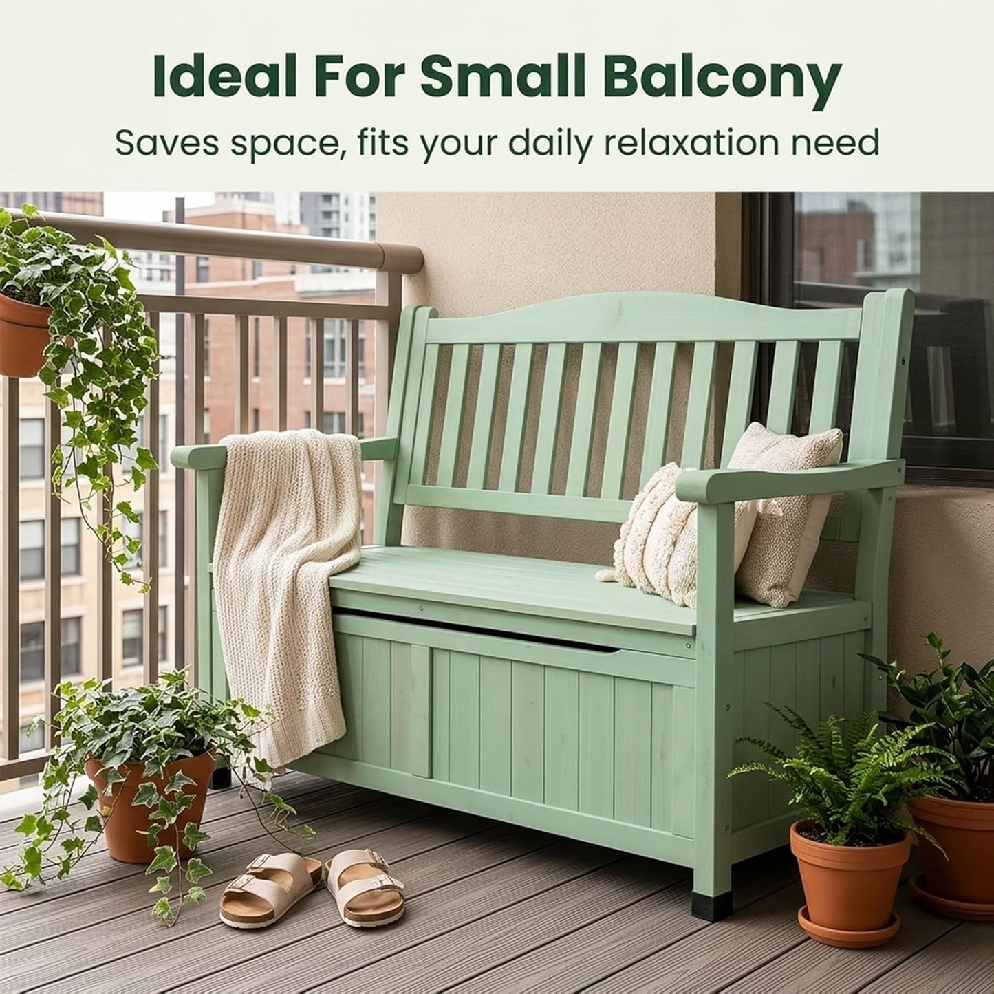  Banc De Rangement Extérieur En Bois D'Épicéa, Coffre De Jardin 2 Places Avec Dossier, Structure Renforcée, Pour Patio, Balcon, Terrasse, Résistant Aux Intempéries(Brown)