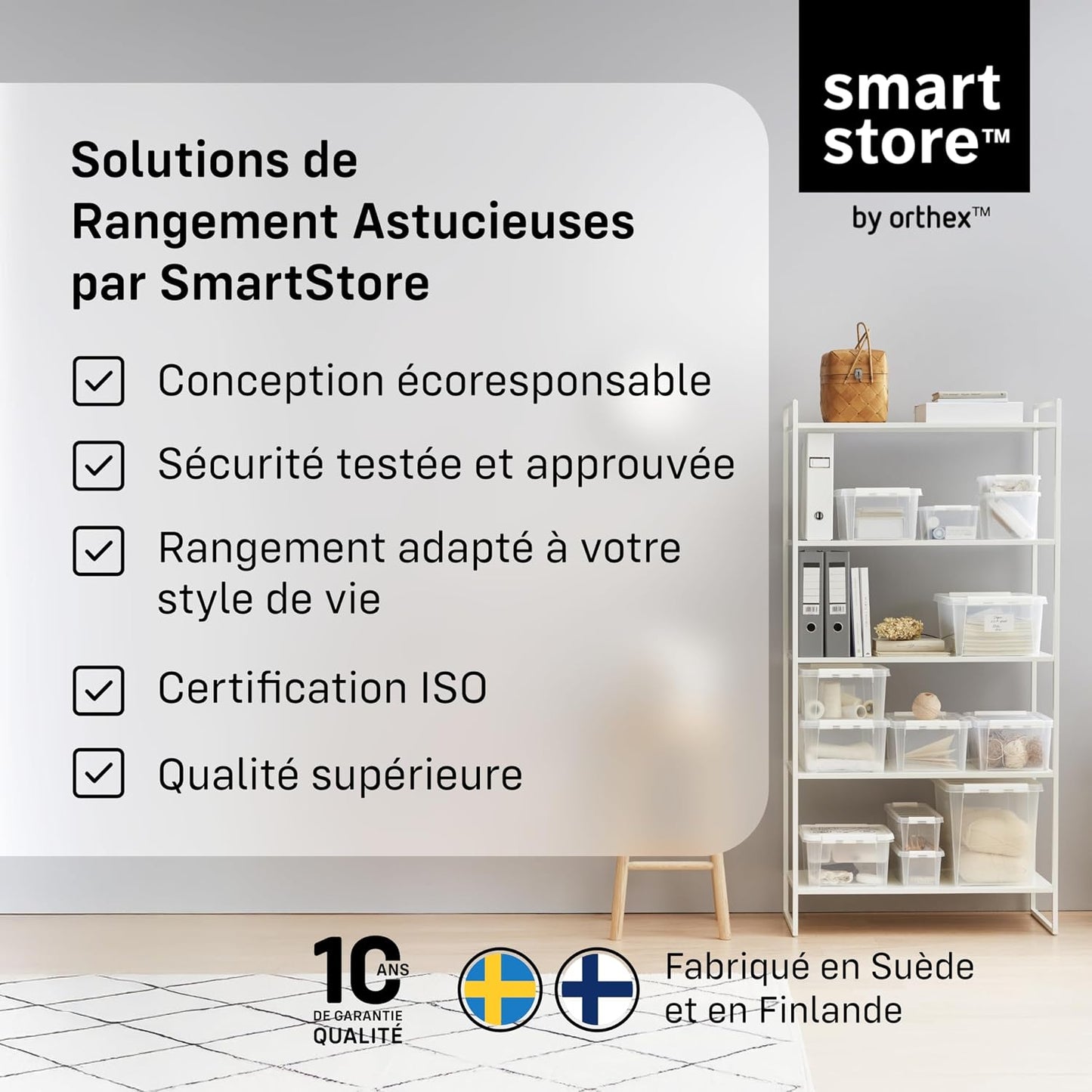  SmartStore - 10x Petite Boîte De Rangement Plastique Avec Couvercle 0,3L (15x9x6cm) | Empilable Et De Qualité Alimentaire | Boîte Plastique Avec Couvercle & Coins Renforcés | Garantie 10 Ans