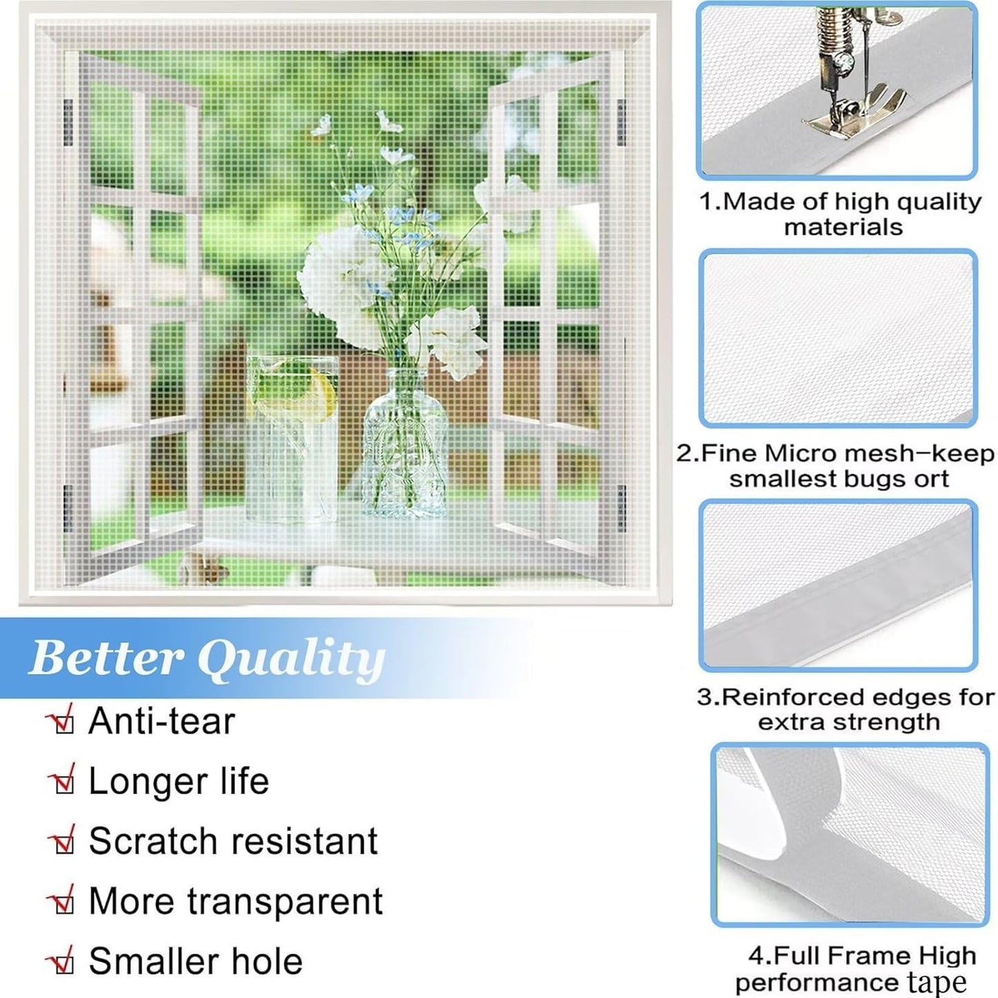  Mosquito Net Window 90 X 175 Cm White Mosquito Net Window Screen With Adhesive Strips