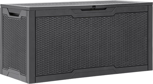  YITAHOME Grande Boîte De Rangement D'extérieur En Résine Résistante à L'eau, Conteneur De Rangement Verrouillable Pour Intérieur Et Extérieur, Pour Terrasse, Jardin, Coussins, Outils, équipement (gris