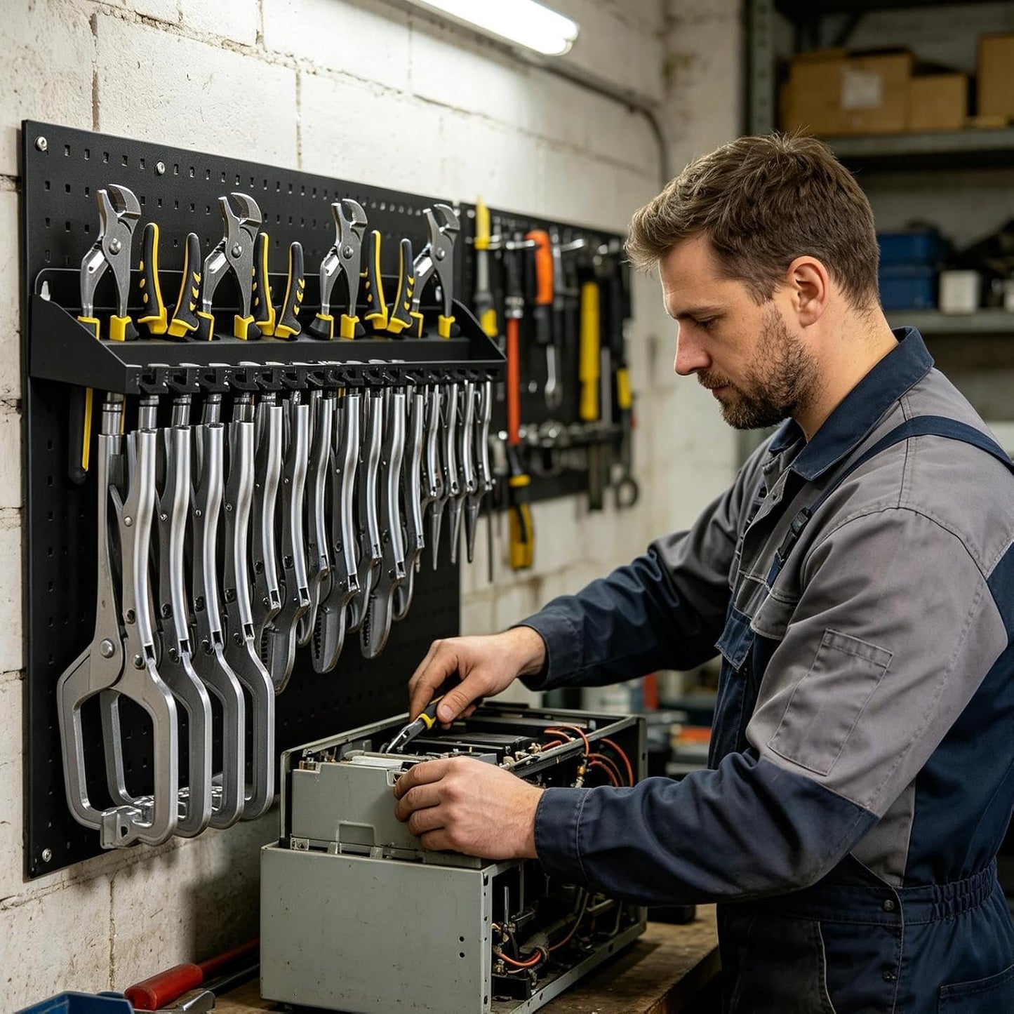  Générique Organiseur Mural Pour Outils,Support Pour Pinces - Rangement D'outils Robuste - Pour Jardin Cour Arrière Garage Patio Sous-Sol Atelier Entrepôt