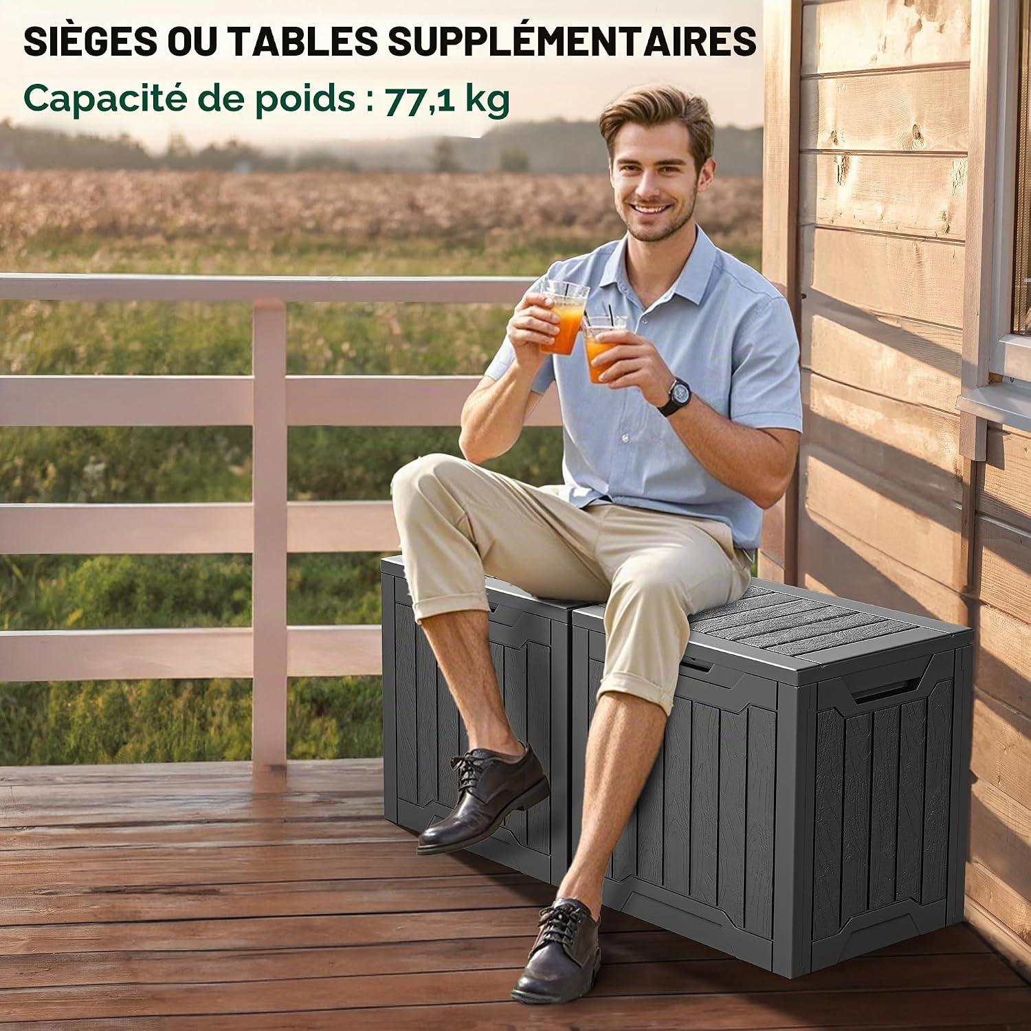  YITAHOME Boîte De Rangement D'extérieur En Résine De 100 Litres, Résistante à L'eau, Boîte De Rangement D'extérieur Pour Oreillers, Matériel De Jardin, Verrouillable En Toute Sécurité, Noir