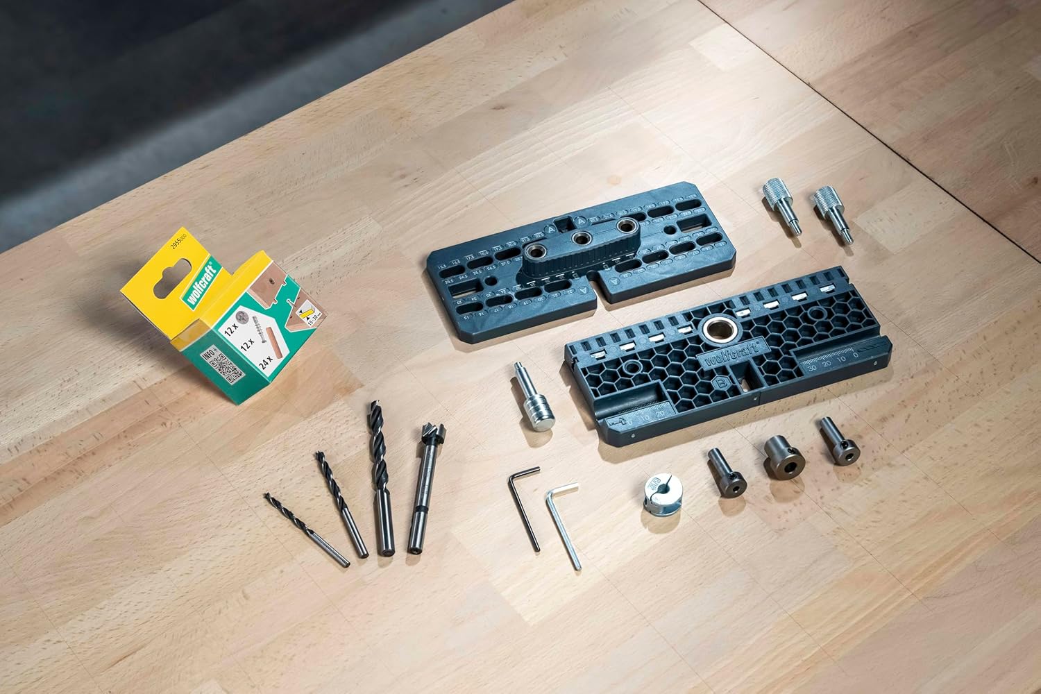  Wolfcraft 4665000 - Kit De Ferrures Excentriques Pour Meubles - Kit Complet Pour Assemblages Vissés Lors De Construction De Meubles