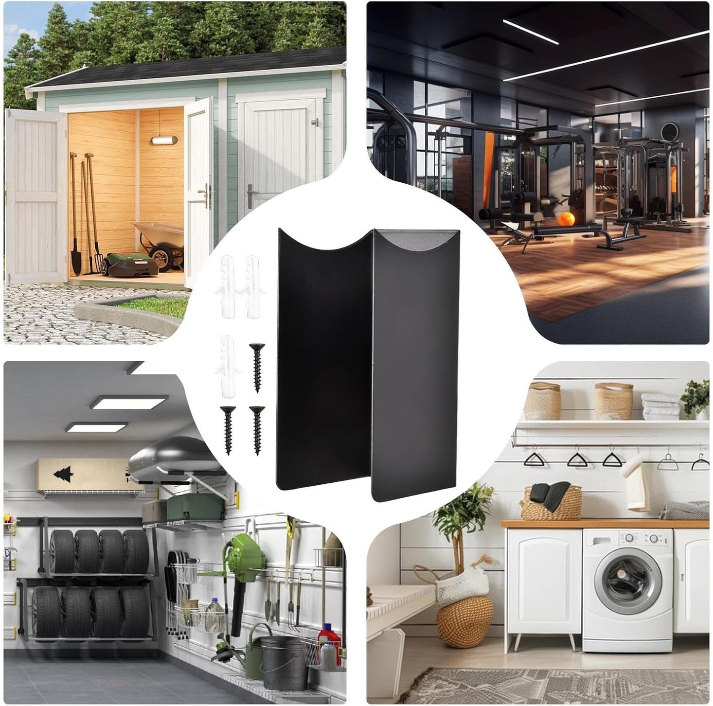  Support De Balai Mural Pour Balais Et Serpillières - Étagère De Rangement De Garage En Métal,Solution De Rangement Pour Balais,Applicable à L'appartement Sous-sol Extérieur Jardin Maison Cuisine Et