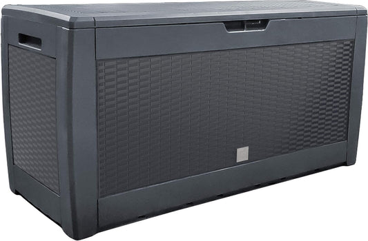  Vounot® Coffre De Rangement Exterieur 310L En PP 119 X 48 X 60 CM Fabriqué En Europe Style Polyrotin Anthracite