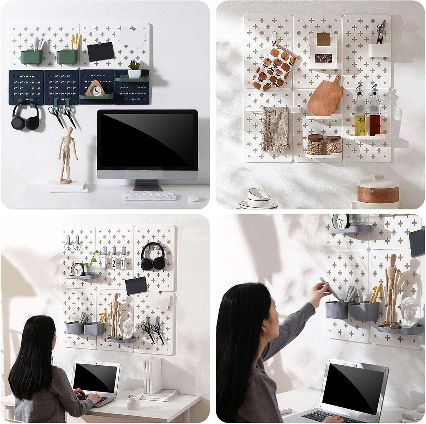  Systèmes De Rangement Muraux Robustes Et Imperméables - Étagère Extensible Pour Petits Espaces - Crochet Pour Panneau Perforé