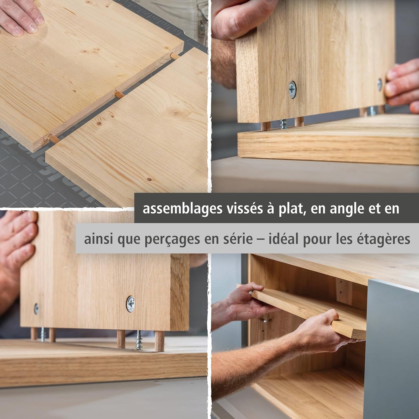  Wolfcraft 4665000 - Kit De Ferrures Excentriques Pour Meubles - Kit Complet Pour Assemblages Vissés Lors De Construction De Meubles