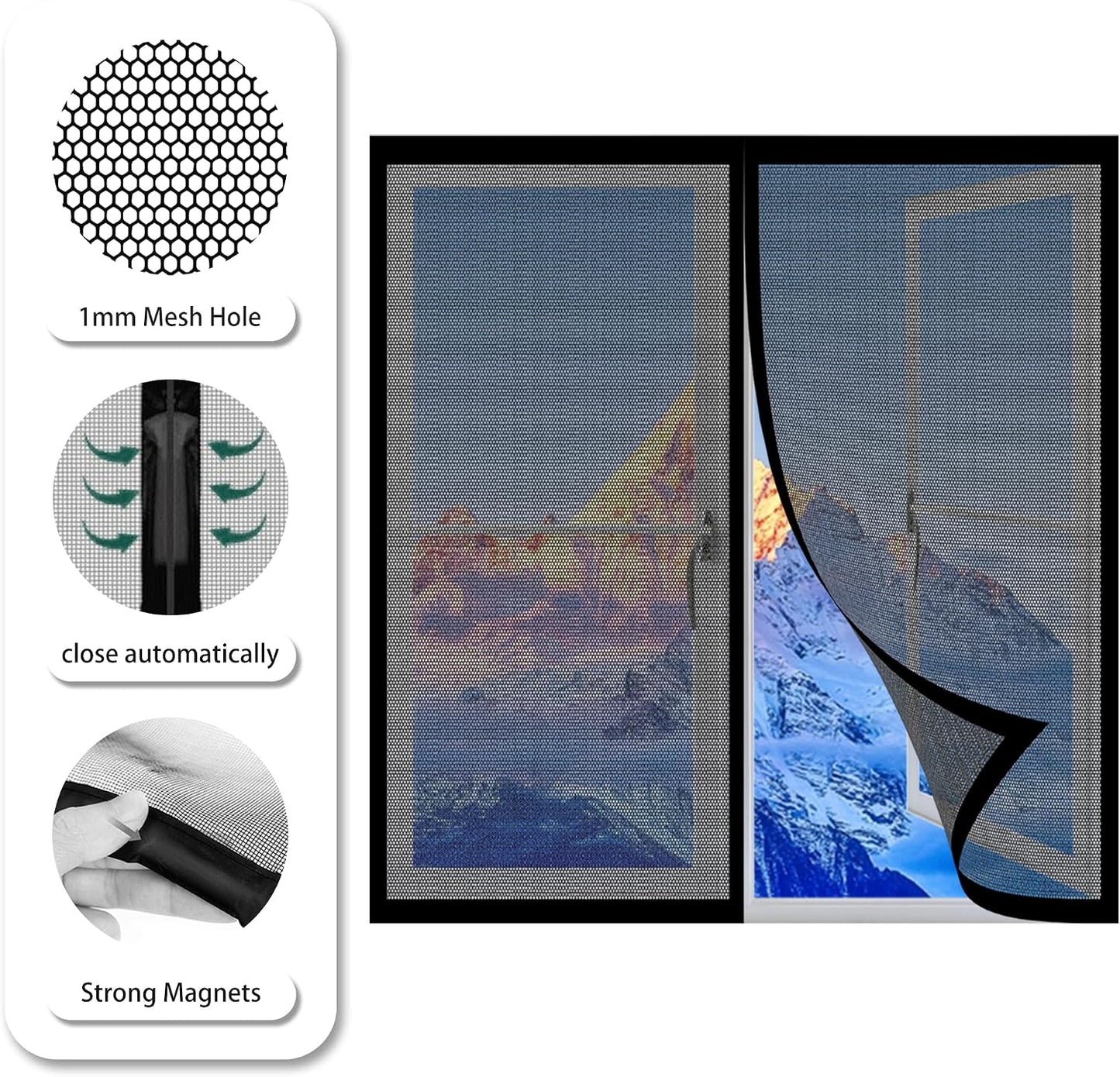  Magnetic Door Or Window Mosquito Net 118 X 130 Cm Breathable Balcony Mosquito Net Ultra Thin Mesh For Windows Doors, White