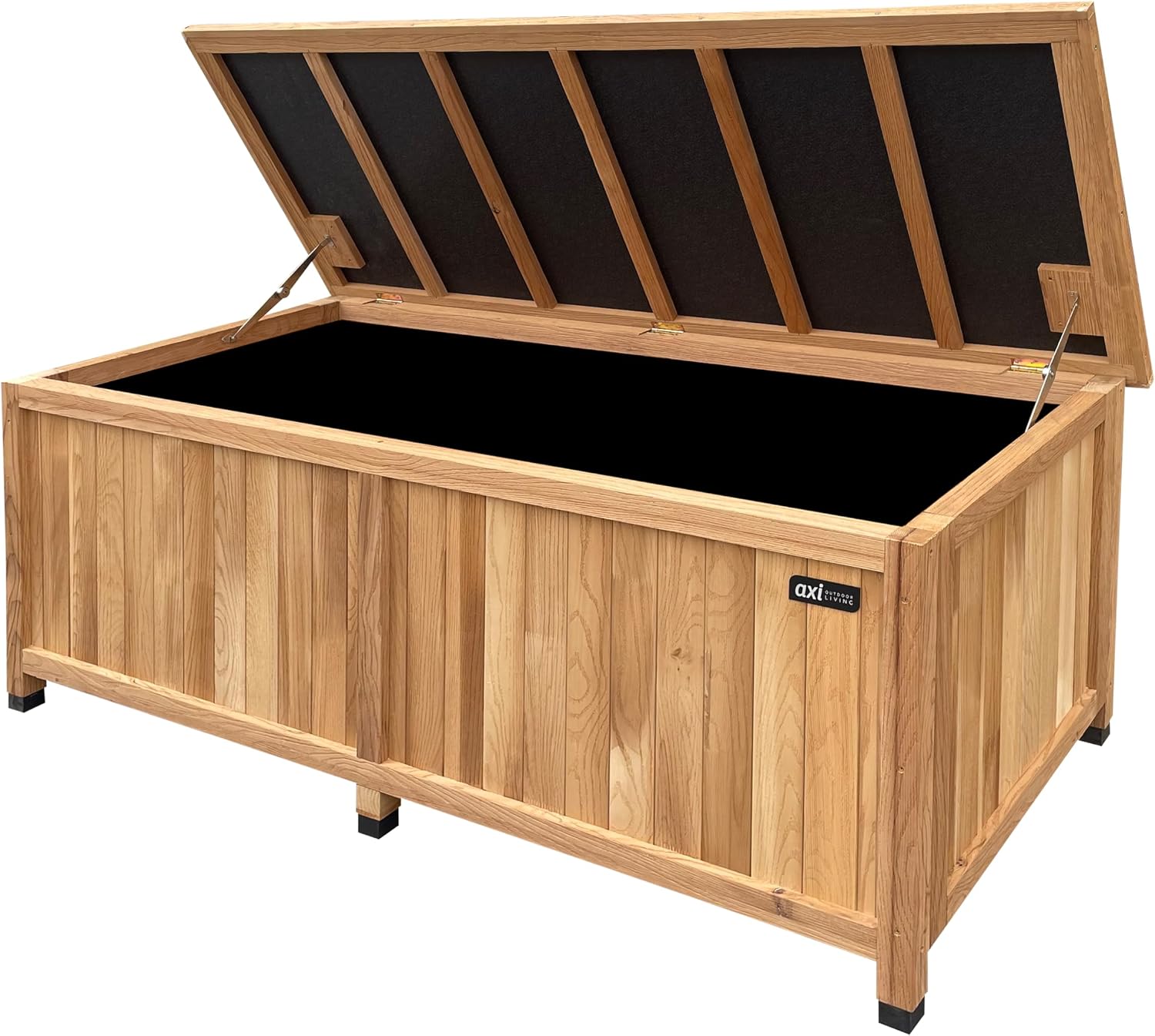  AXI Milo Coffre De Jardin En Bois Brun - 160 X 70 X 120 Cm | Coffre De Rangement Sous Un Abri Ou à L’intérieur Avec Fond Et Serrure | Meuble Exterieur Rangement Outils De Jardinage/Coussins