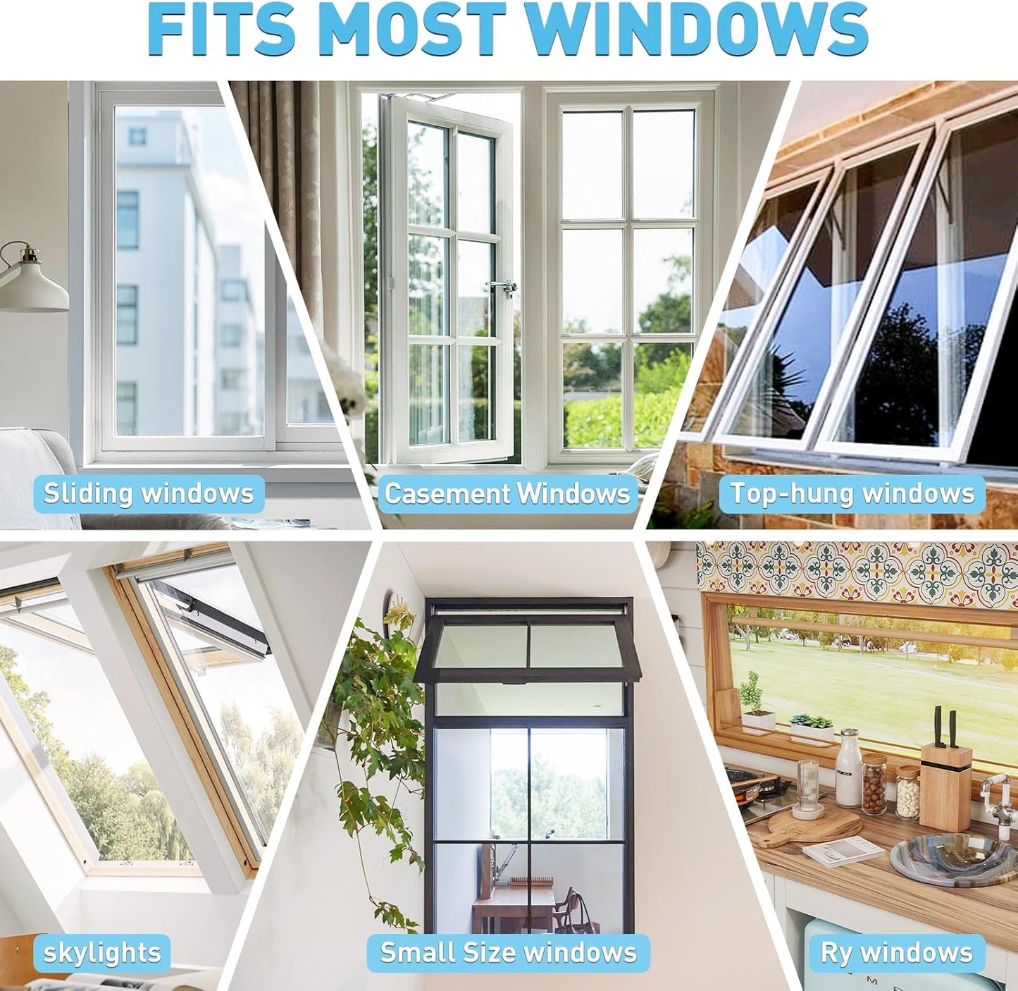  Adjustable Window Screen Replacement Magnetic Window Screen - Grey Fiberglass Mesh - No Drilling - Easy To Cut - For Sliding, Swing, Hanging On Top - Fits