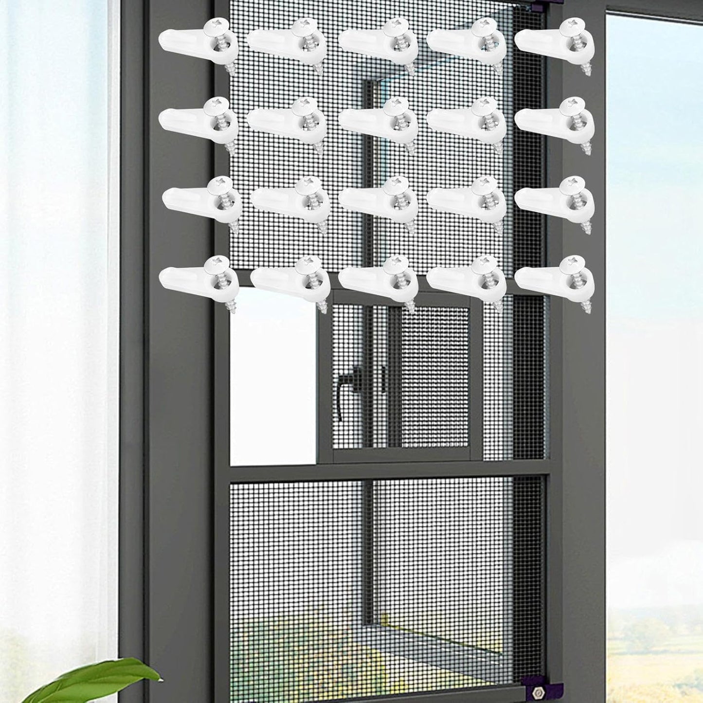  Clips De Retenue Pour Moustiquaire | 20 Pièces Quincaillerie Fixation Moustiquaire Avec Vis | Clips Maintien Contre-Fenêtre,pour Maison Appartement Dortoir Salon Chambre Bureau Cuisine Salle De Bain