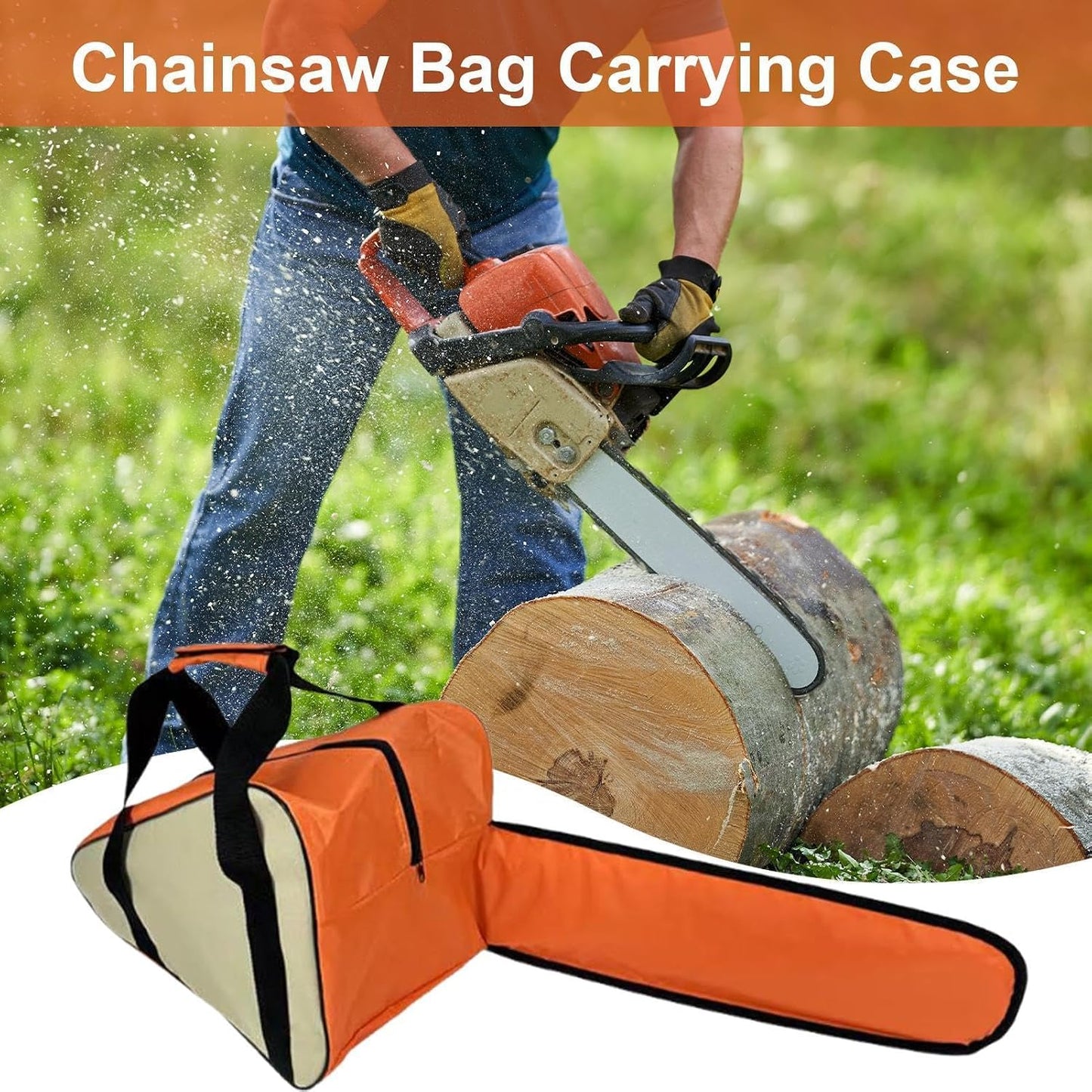  Sac De Rangement Pour Tronçonneuse, étui De Transport Pour Tronçonneuse, Porte-outils électriques, Nylon Oxford Robuste, Poignée Portable, Utilisation à La Maison Et Au Jardin, 60 X 23 X 41 Cm, Orange