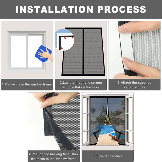  Window Mosquito Net 168 X 140 Cm Adjustable Powerful Magnets For Doors Windows Balcony Living Room Black