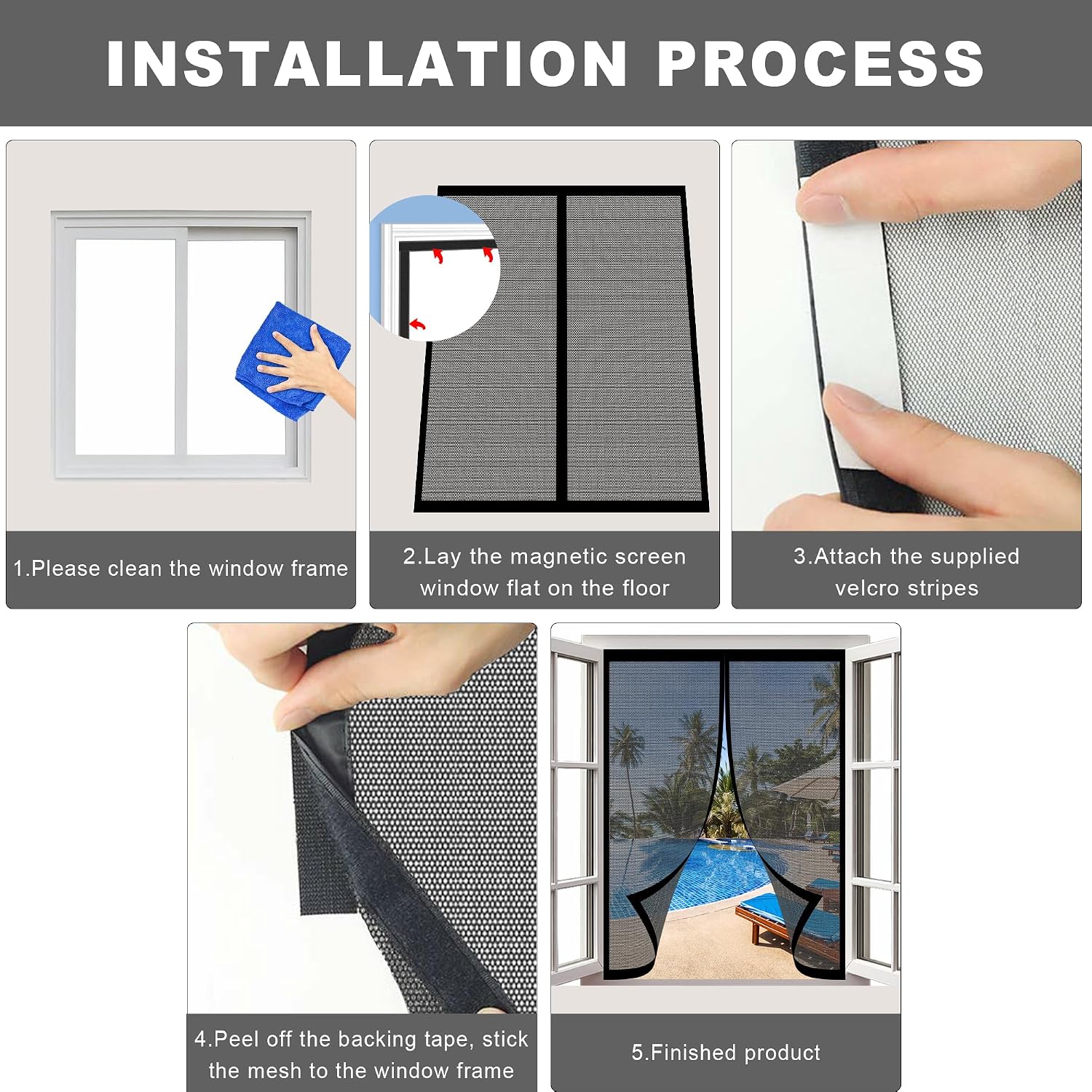  Magnetic Mosquito Net Door Window 85 X 111 Cm Without Punch For Magnetic Mosquito Net Without Drilling Easy To Install For Doors And Windows, White