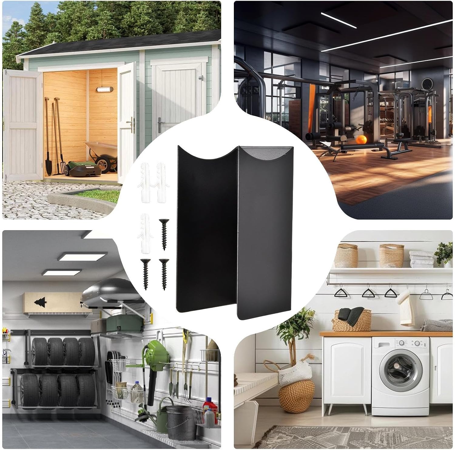  Support De Rangement Mural Pour Balai,Râtelier De Rangement Pour Outils De Garage,Support En Acier Pour Balai Et Serpillière - Pour Maison, Cuisine, Buanderie, Appartement, Cave, Jardin
