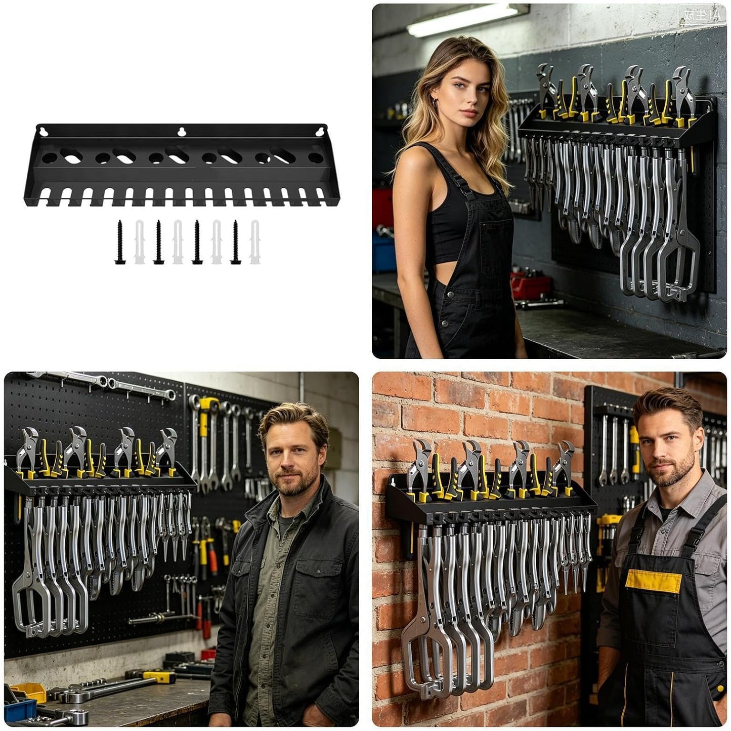 Rangement Mural Pour Garage, Pince Utilitaire – Support Pour Outils Peu Encombrant | Pour Jardin, Jardin, Cour, Garage, Terrasse, Sous-sol, Atelier, Abri De Jardin, Entrepôt