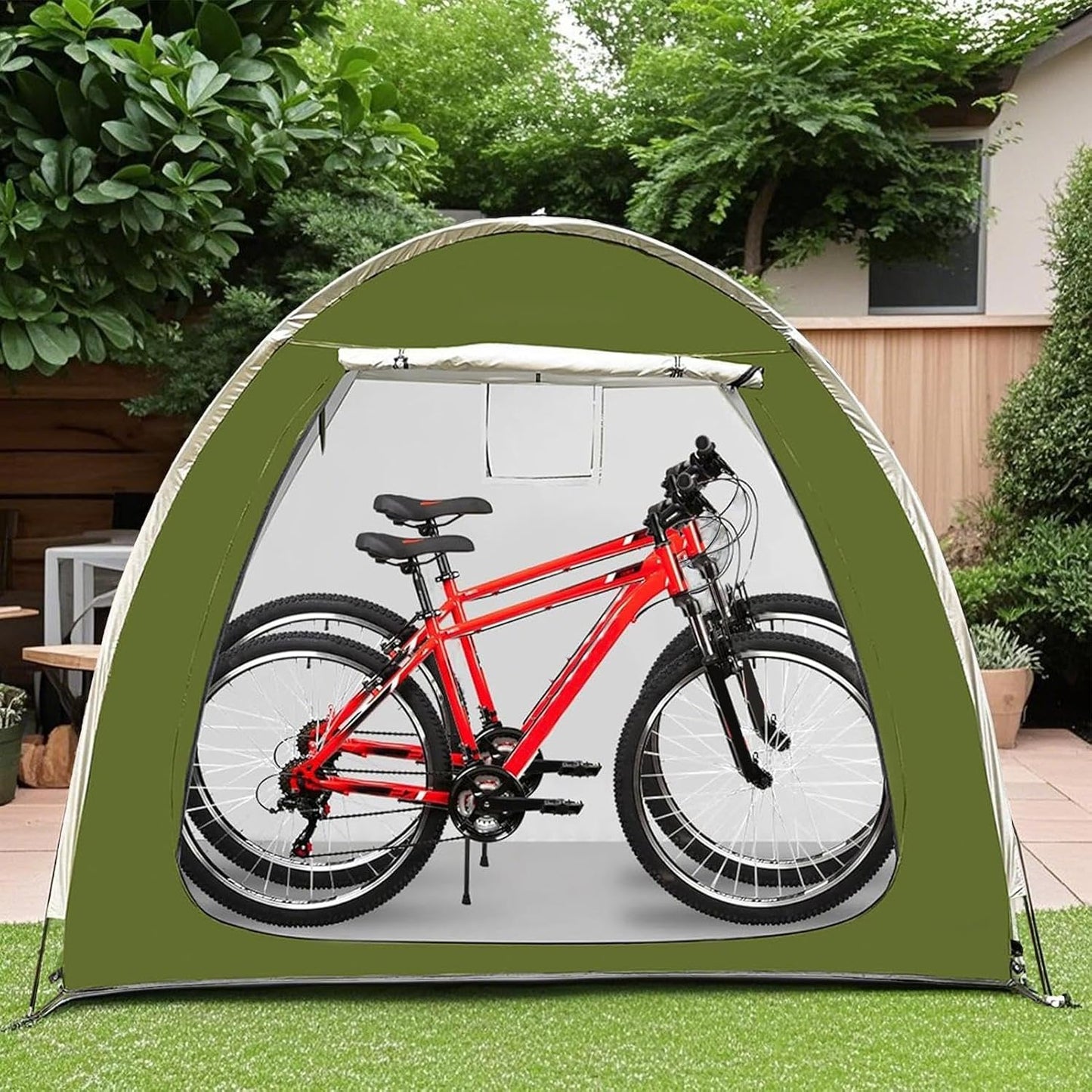 GENERIC Tente De Vélo, Housse De Moto Pour Extérieur, Tente De Rangement De Vélo Résistante Aux Intempéries Extérieure Avec Accès Double Face Pour Jardin Terrasse Et Arrière-Cour
