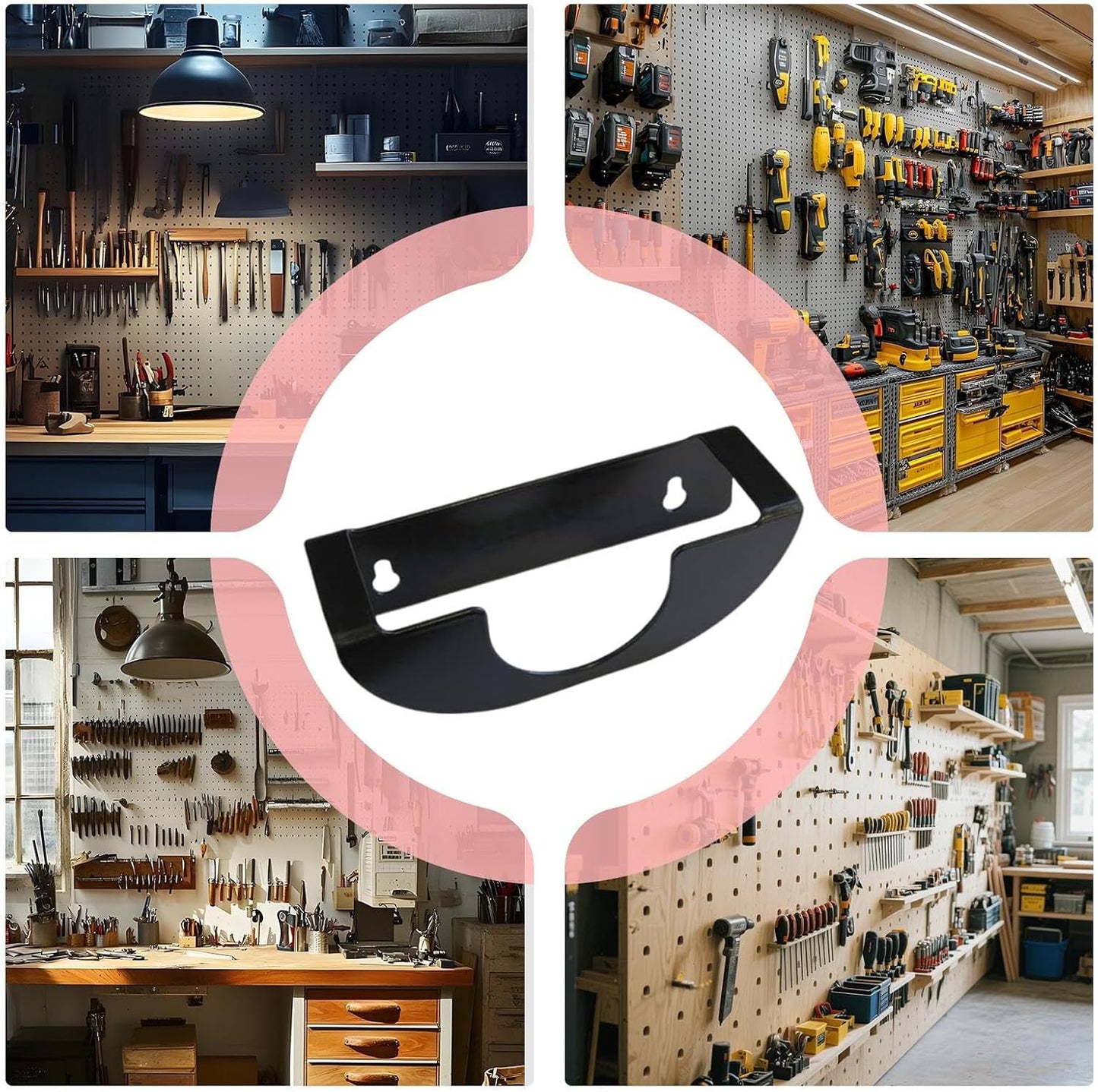 Power Tool Organizer, Metal Tool Storage Rack With Heavy Duty Slots, 15 X 4 X 5 Cm, Wear-Resistant Wall Shelf, Multifunctional Garage System For Use