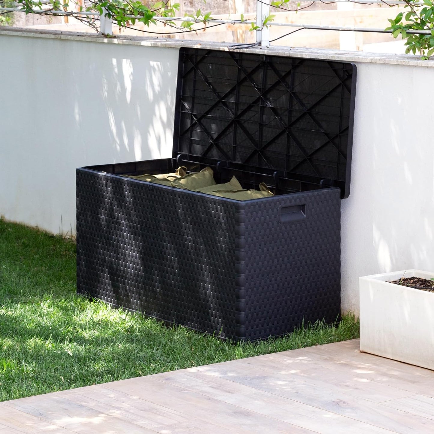  Toomax Coffre à Coussins - Malle De Rangement 420 L, Rattan Polypropylène Anthracite - ART162A