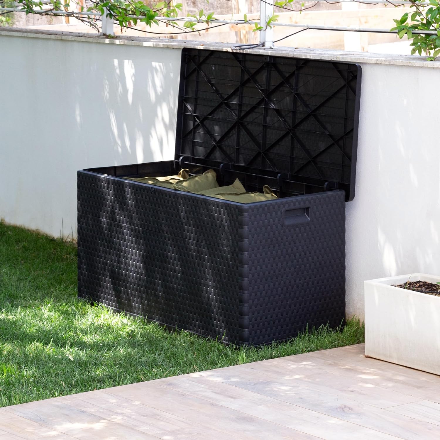  Toomax Coffre à Coussins - Malle De Rangement 420 L, Rattan Polypropylène Anthracite - ART162A