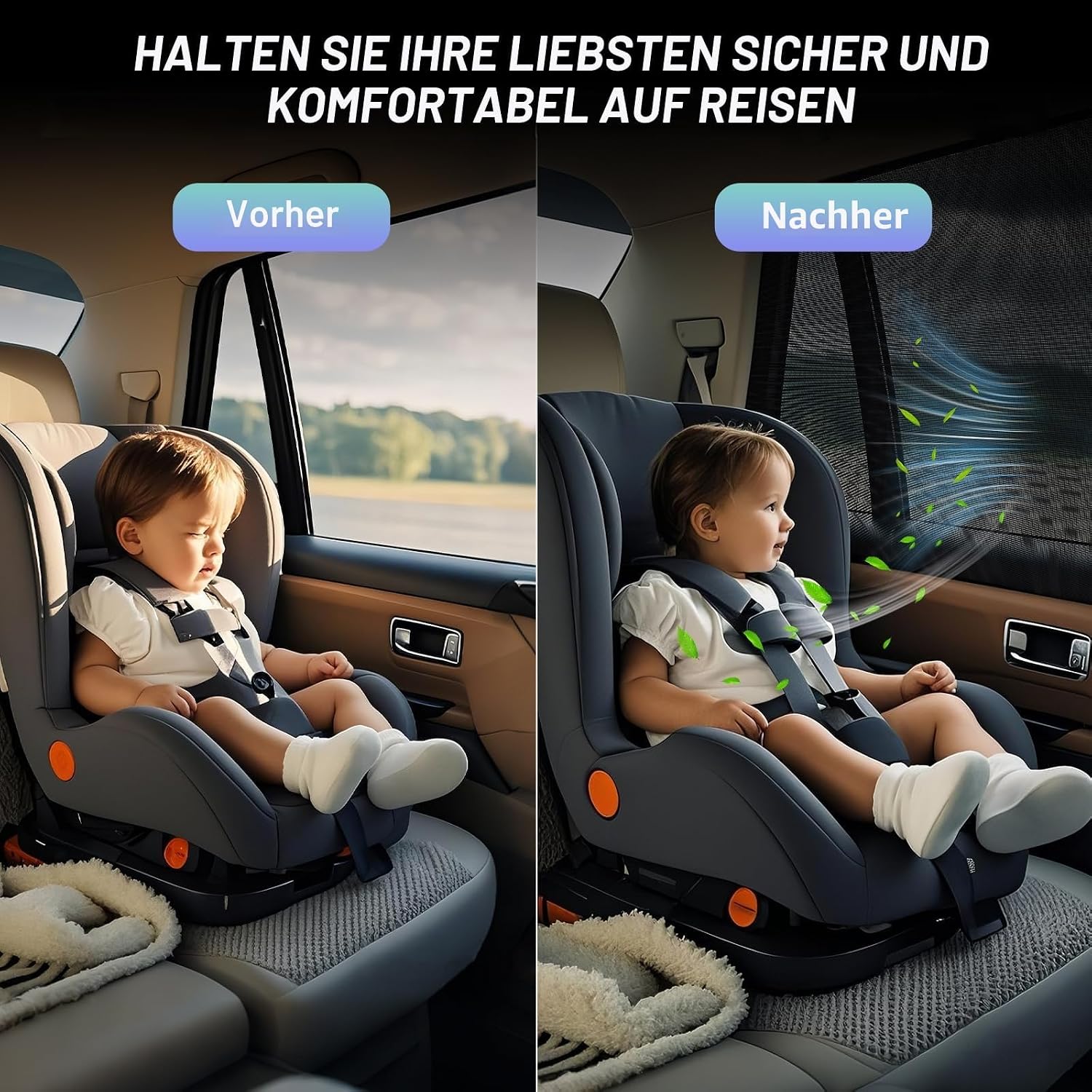  Moustiquaire De Voiture Pour Seat Leon St 3 (III) 5F Facelift I 2017-2020, Pare-Soleil Fenêtre Voiture Chaussette Écran De Fenêtre Latérale Maille Anti Insecte,2 Front Windows