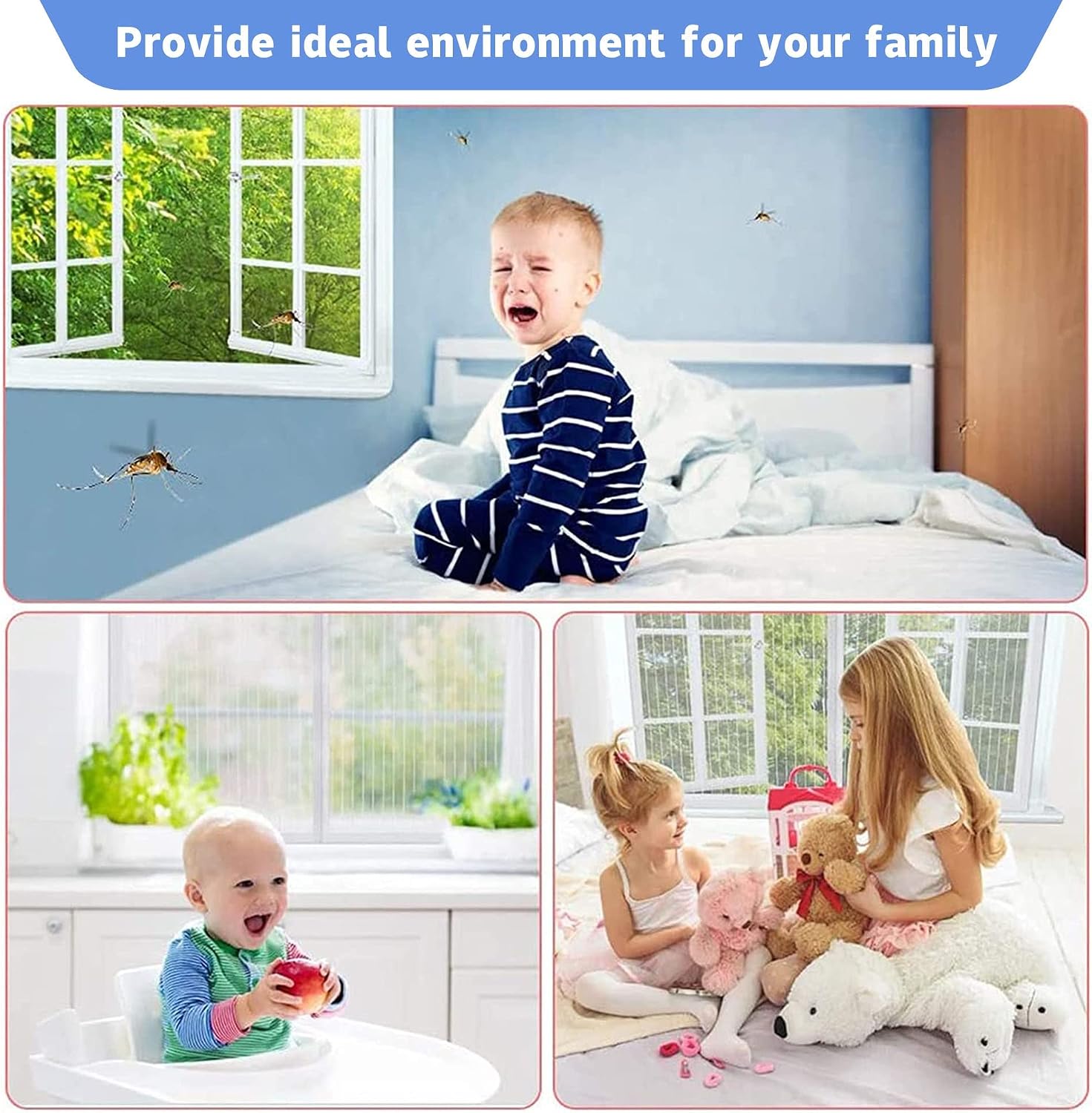  Magnetic Mosquito Net, 150 X 110 Cm Automatically Closed, Powerful Magnets For Most Windows, Brown