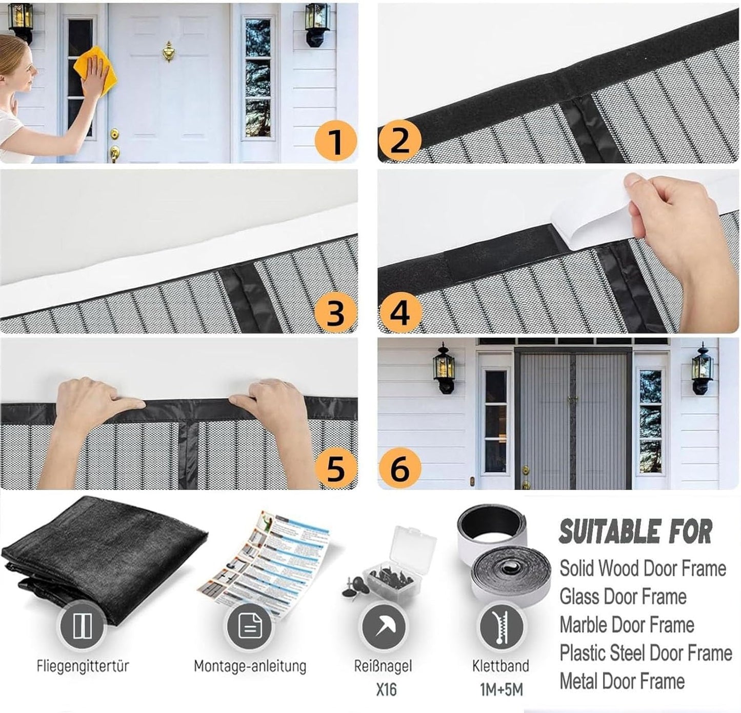  Magnetic Window Mosquito Net 57 X 110 Cm Top And Bottom With Automatic Magnetic Closure Mosquito Net For Windows Of Various Types, Black