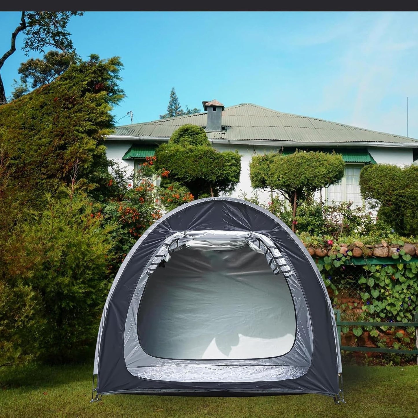 GENERIC Abri à Vélos De Qualité Supérieure - Lot De 2 Abris à Vélos Imperméables Pour Le Rangement Extérieur, Conception Modulable, Protection Durable Pour Vélos, Couleur Argentée, Résistant Aux Int